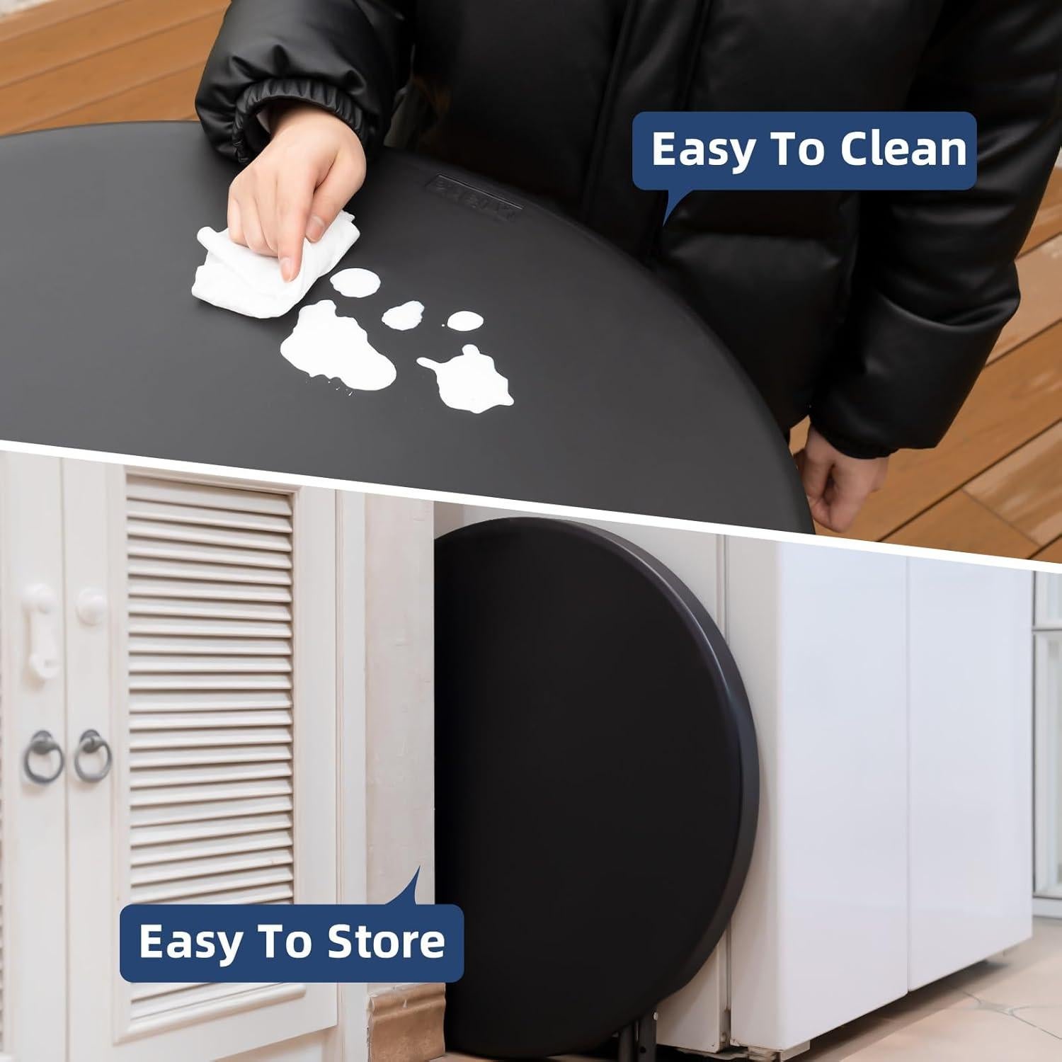 Mesa de cóctel plegable Byliable 110 cm redonda negra