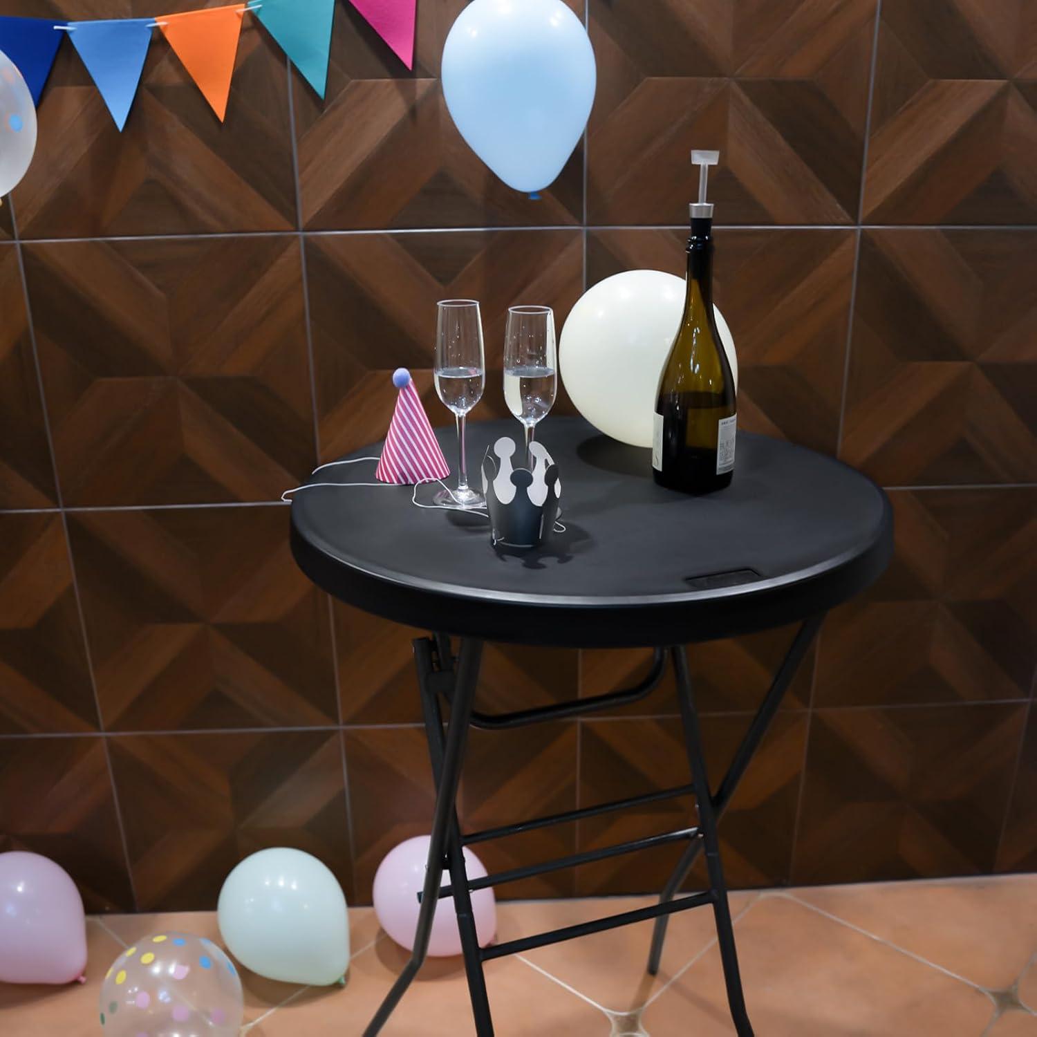 Mesa de cóctel plegable Byliable 110 cm redonda negra