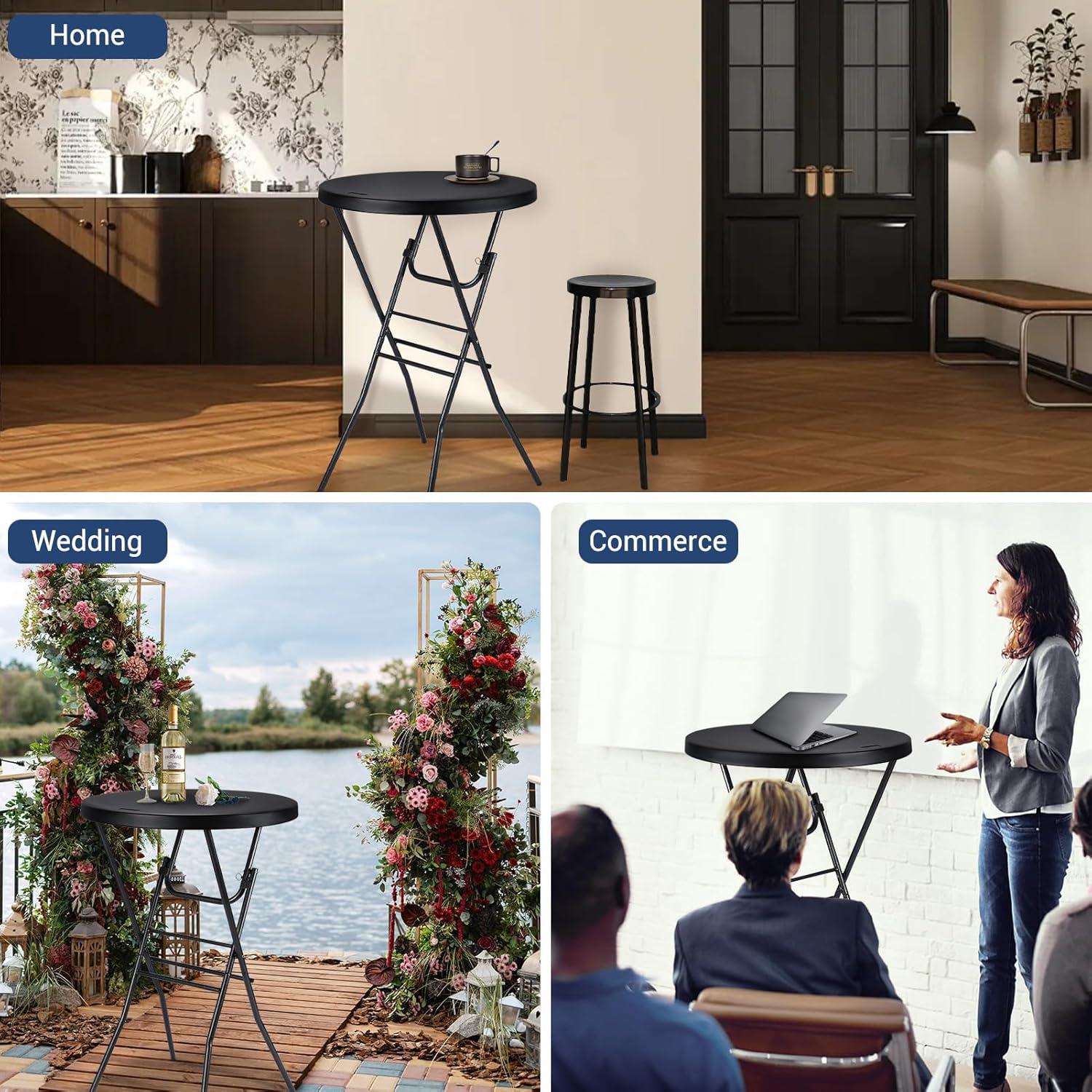 Mesa de cóctel plegable Byliable 110 cm redonda negra