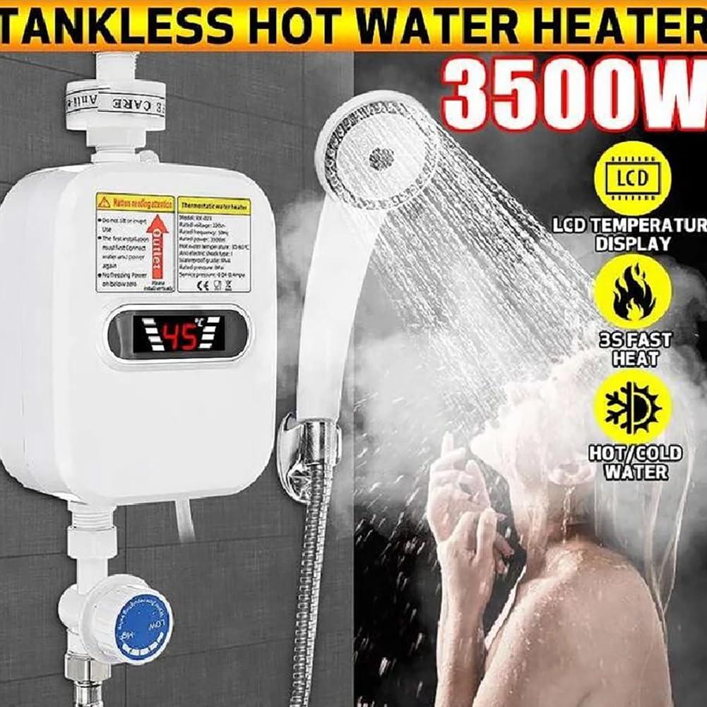 Tankless Water Heater Mini Instant Hot Water Heater Portable Outdoor Camping Water Heater for Shower Bathroom Kitchen Washing Instant Water Heater Portable Electric Heaters