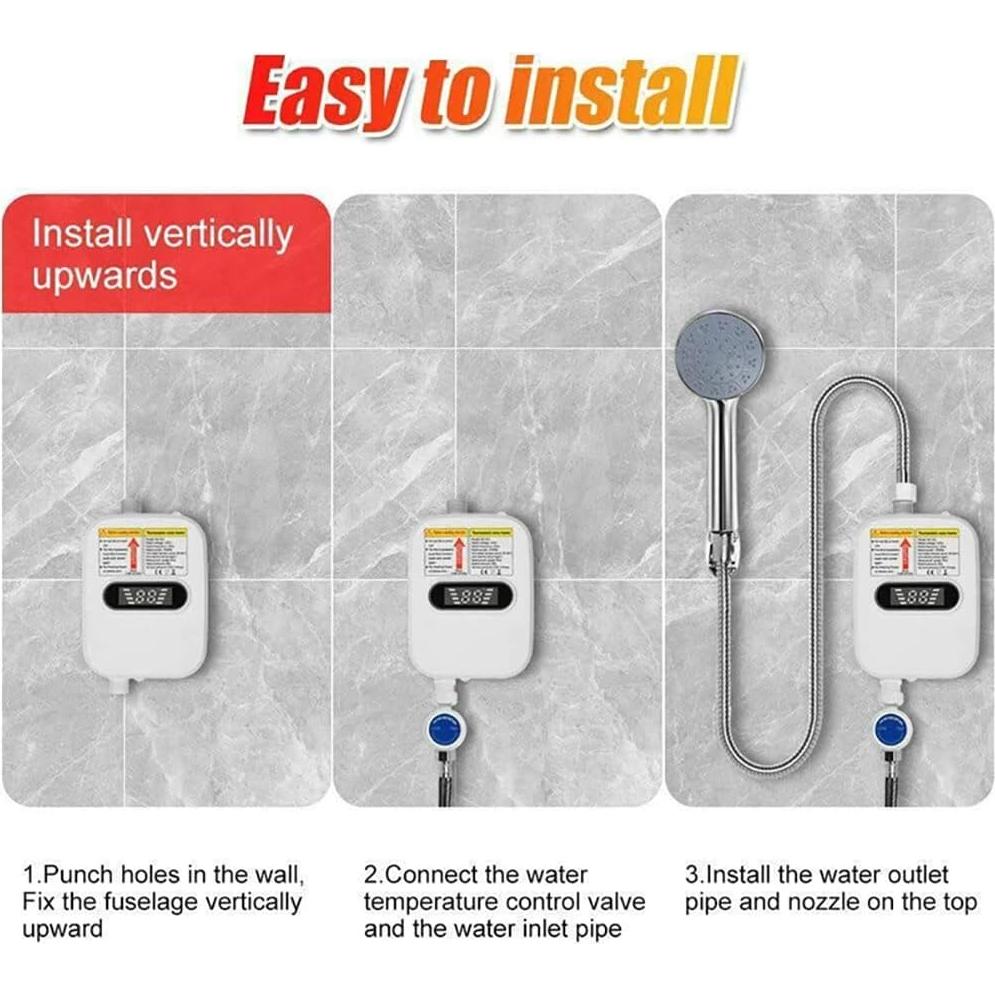 Tankless Water Heater Mini Instant Hot Water Heater Portable Outdoor Camping Water Heater for Shower Bathroom Kitchen Washing Instant Water Heater Portable Electric Heaters