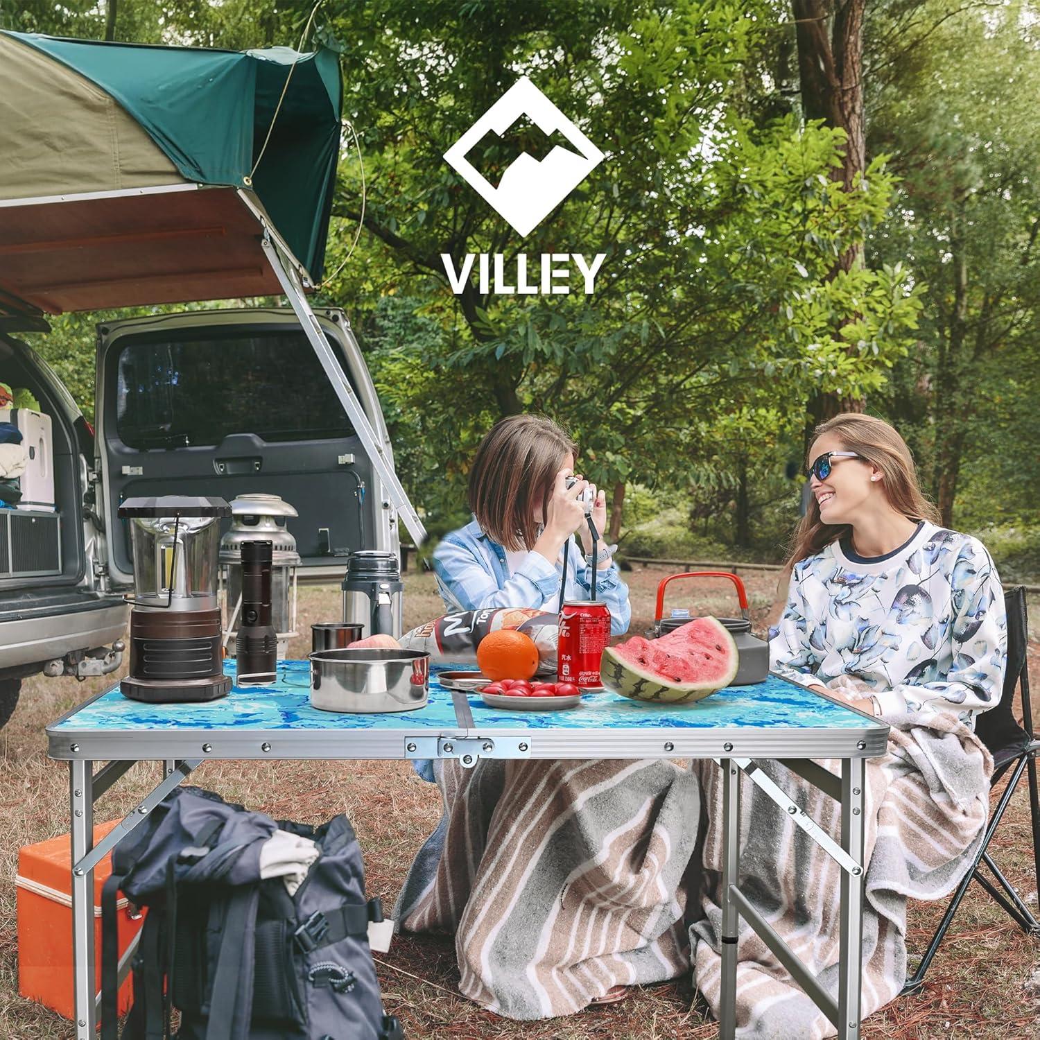 Mesa de Camping Plegable VILLEY 120x60 cm Ajustable