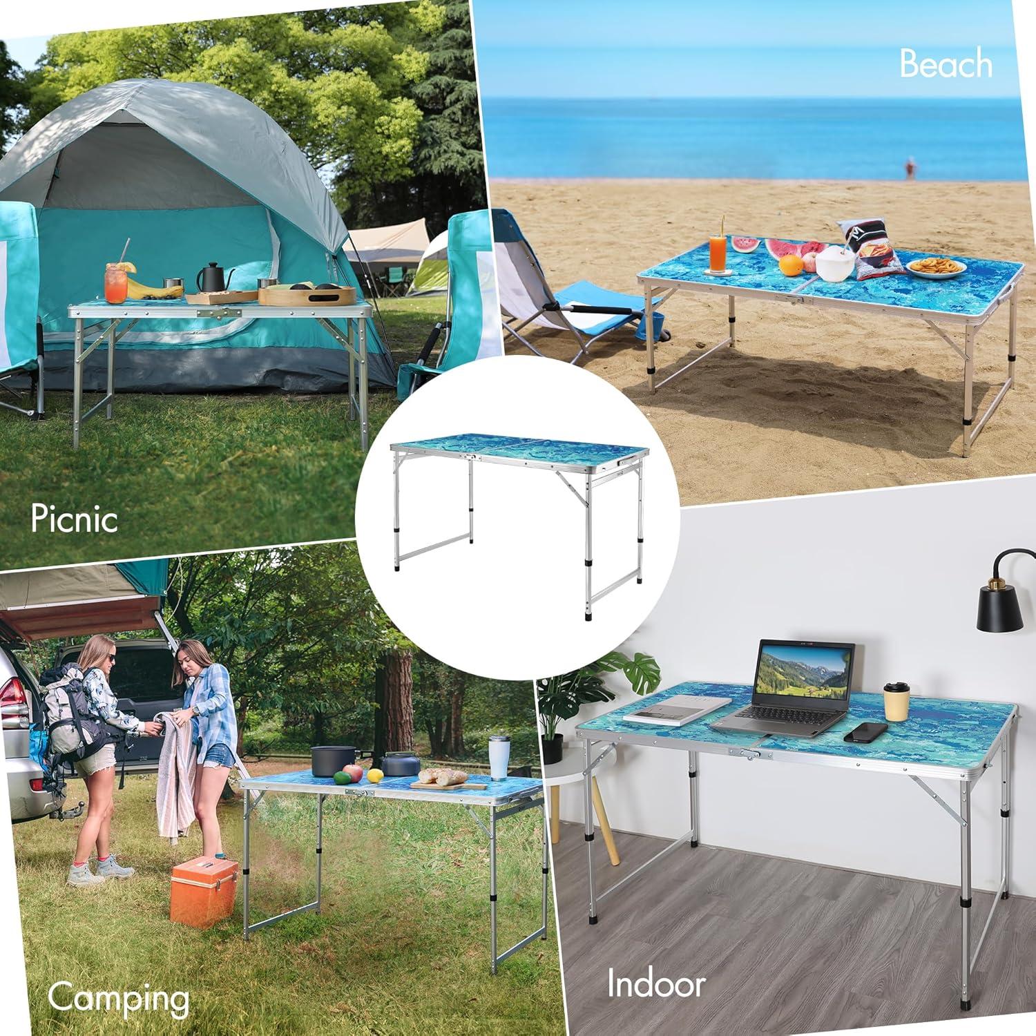 Mesa de Camping Plegable VILLEY 120x60 cm Ajustable