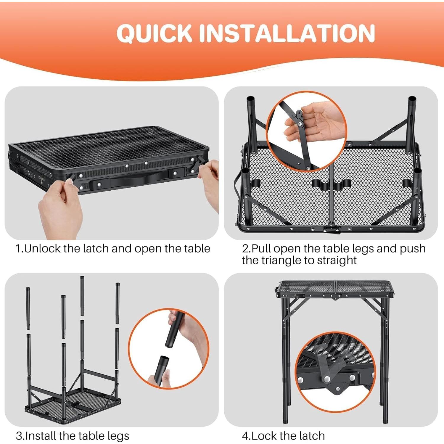 Mesa de Parrilla Plegable FUNYKICH 57.8x39.9cm Ajustable