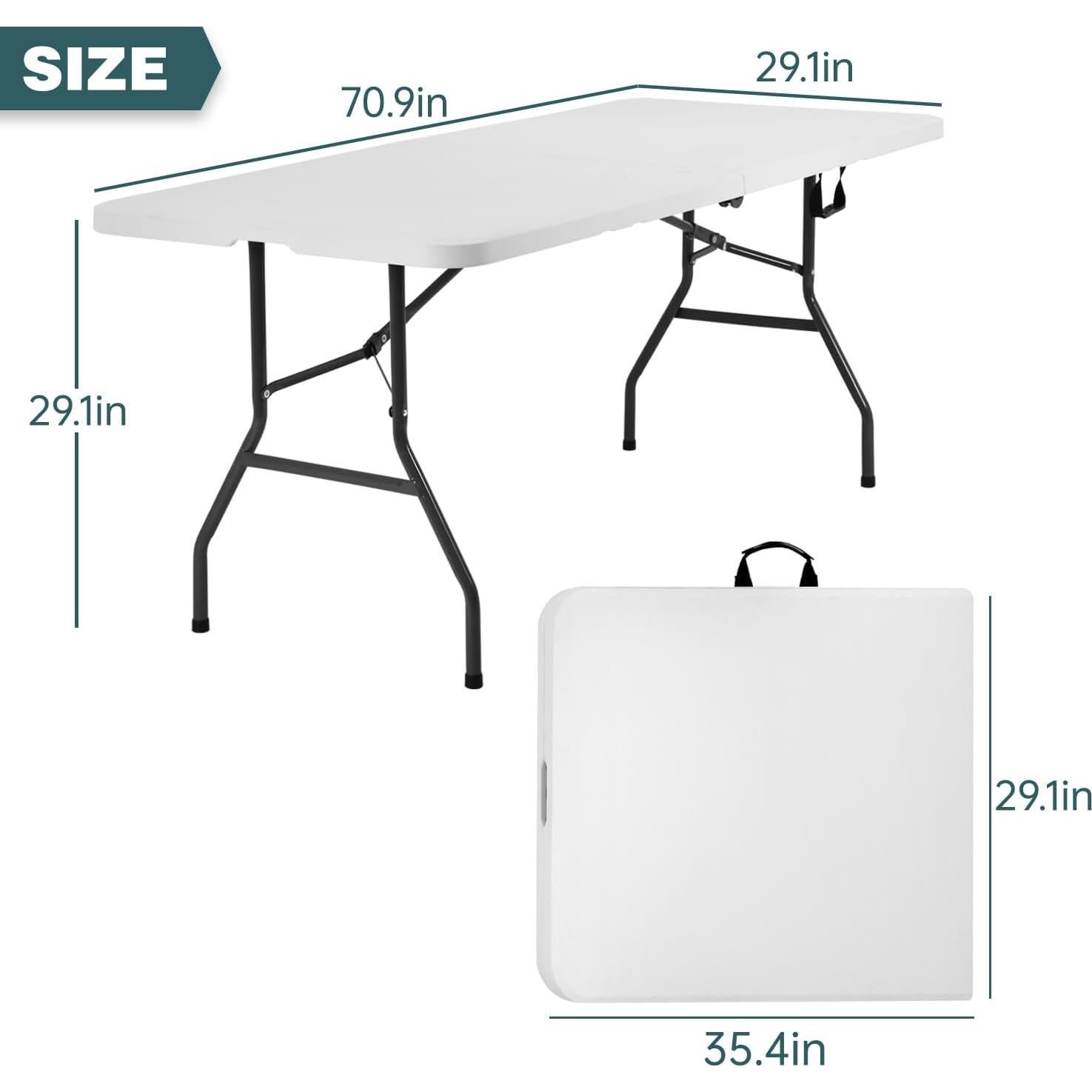 Mesa Plegable Exterior FDW 6 Pies Blanca Rectangular