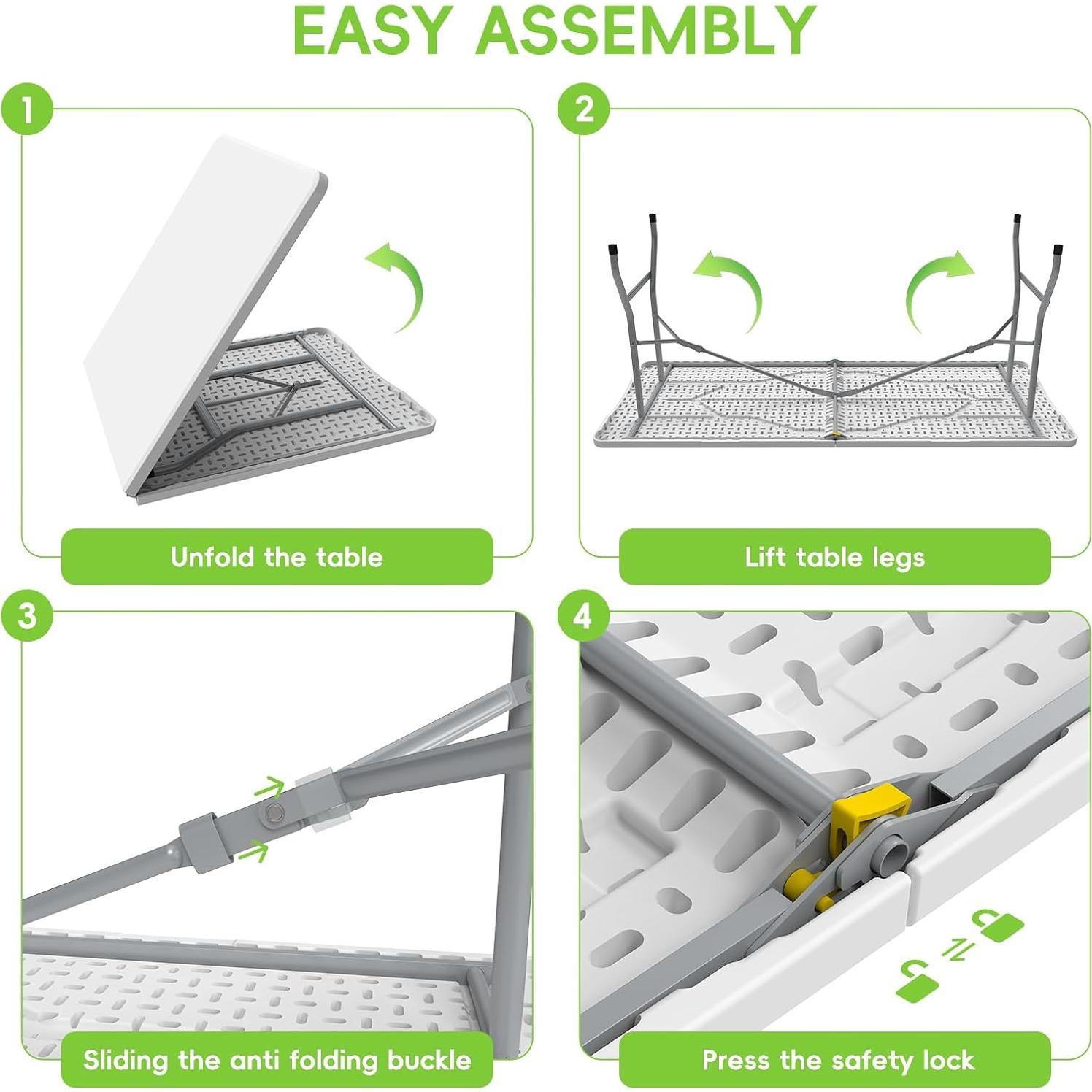 Conjunto de Mesa Plegable HLPB 180x71 cm con 2 Bancos