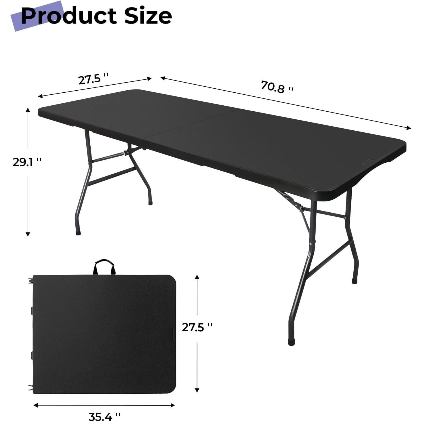 Mesa Plegable 180 cm Byliable Negra HDPE para 6-8 Personas