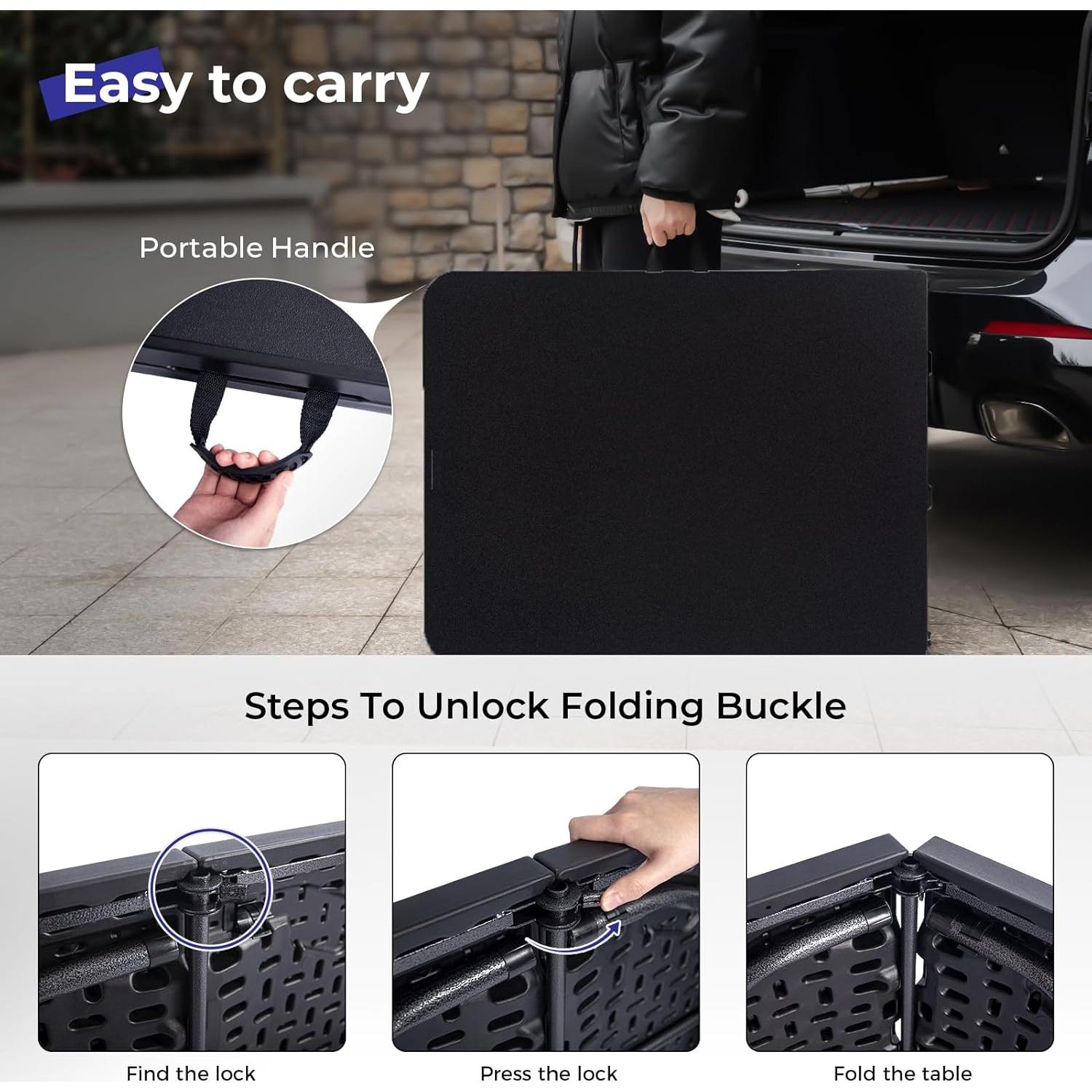 Mesa Plegable 180 cm Byliable Negra HDPE para 6-8 Personas