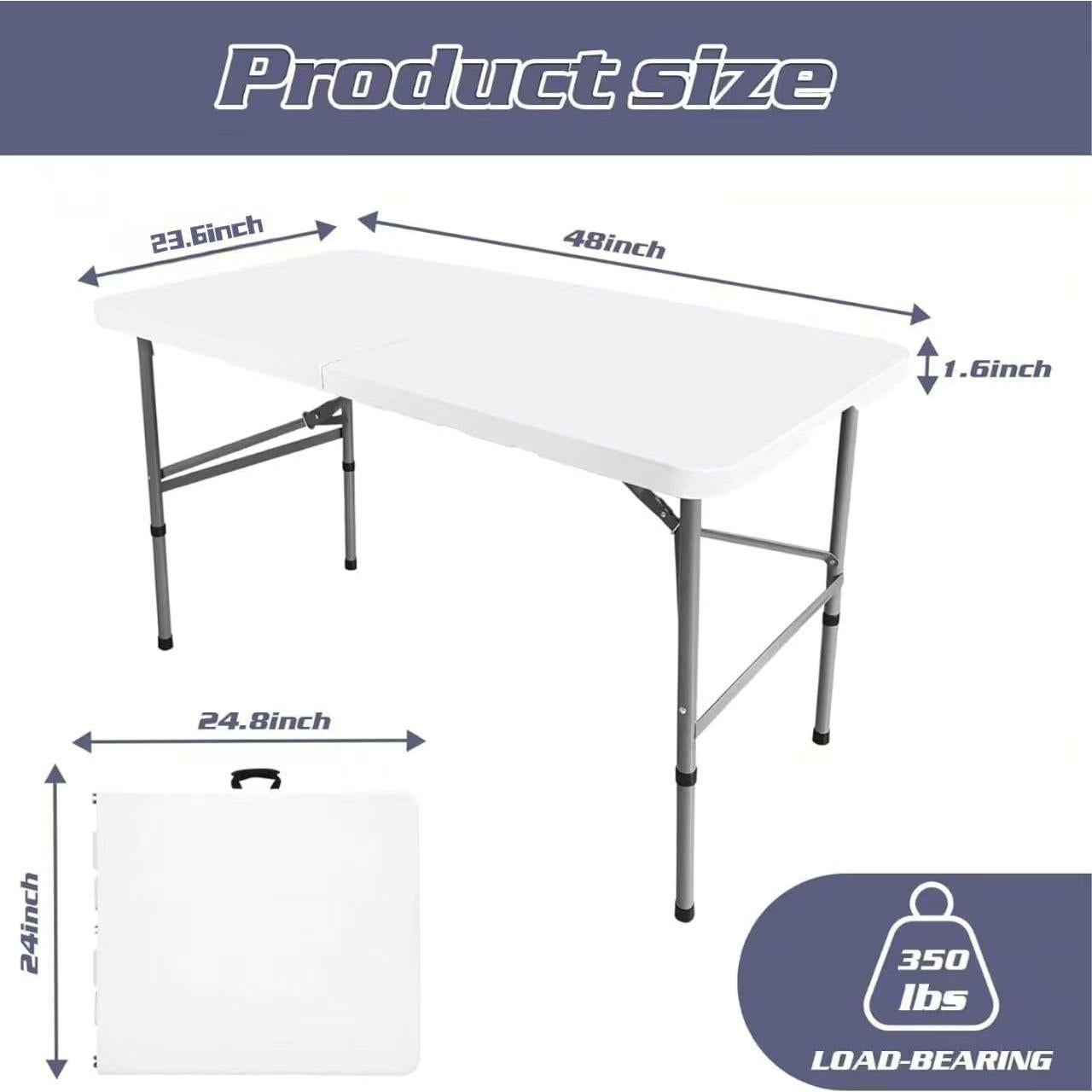 Mesa Plegable Camp Field 1.22m Blanca para Picnic y Camping