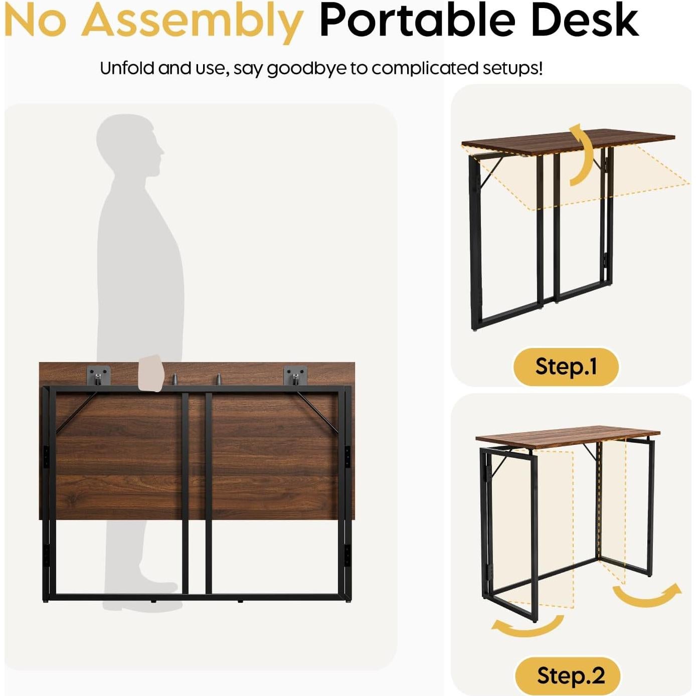 Escritorio Plegable Alawooder 76,2x40,6 cm Marrón Minimalista