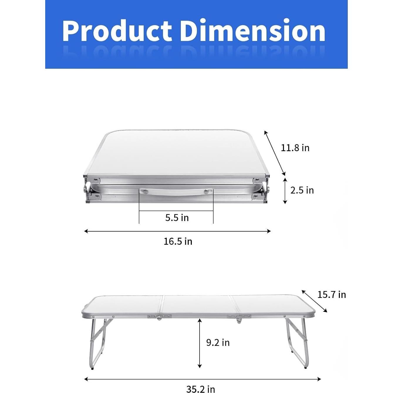 Mesa de Camping Plegable Moosinily 89x39cm Blanca Baja
