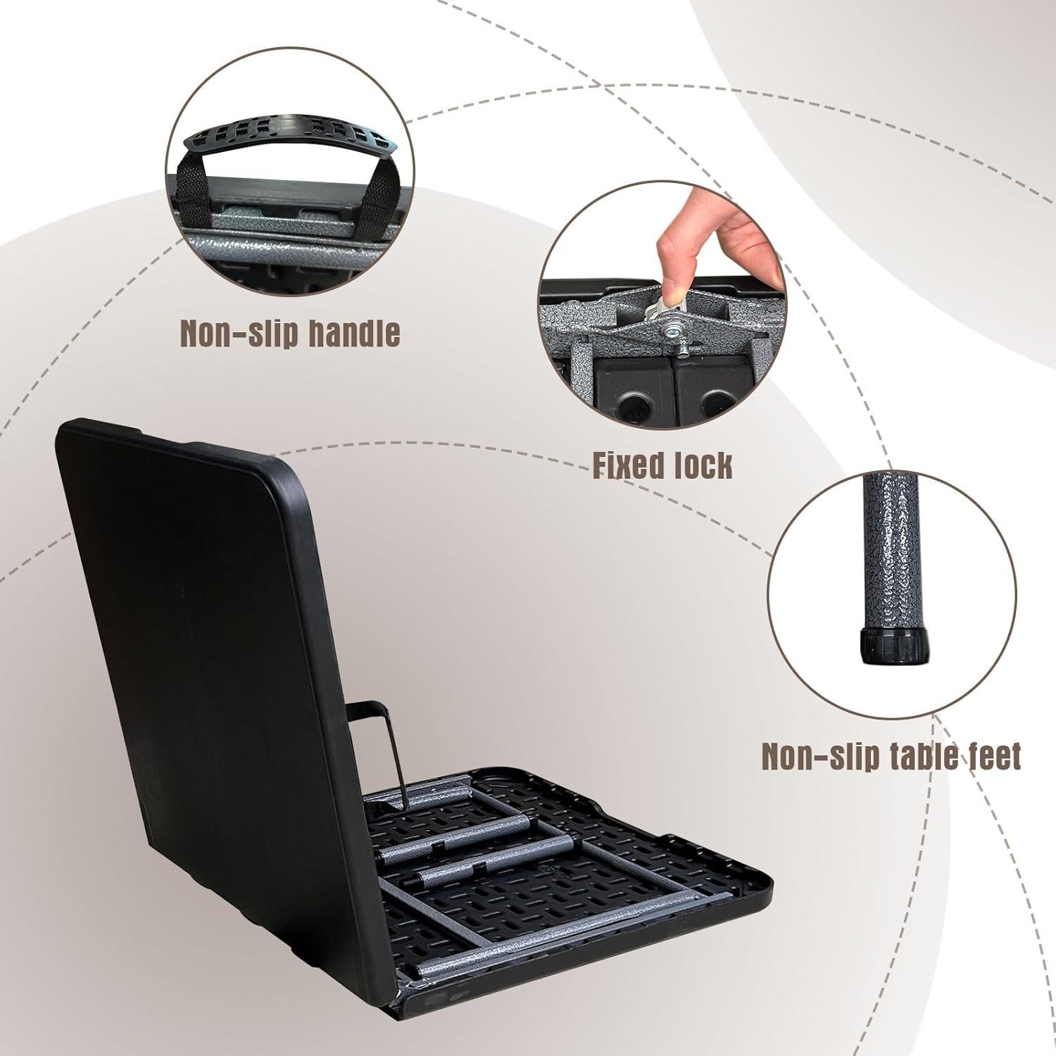 Mesa Plegable 4 Pies HYMnature Negra Resistente para Interiores y Exteriores