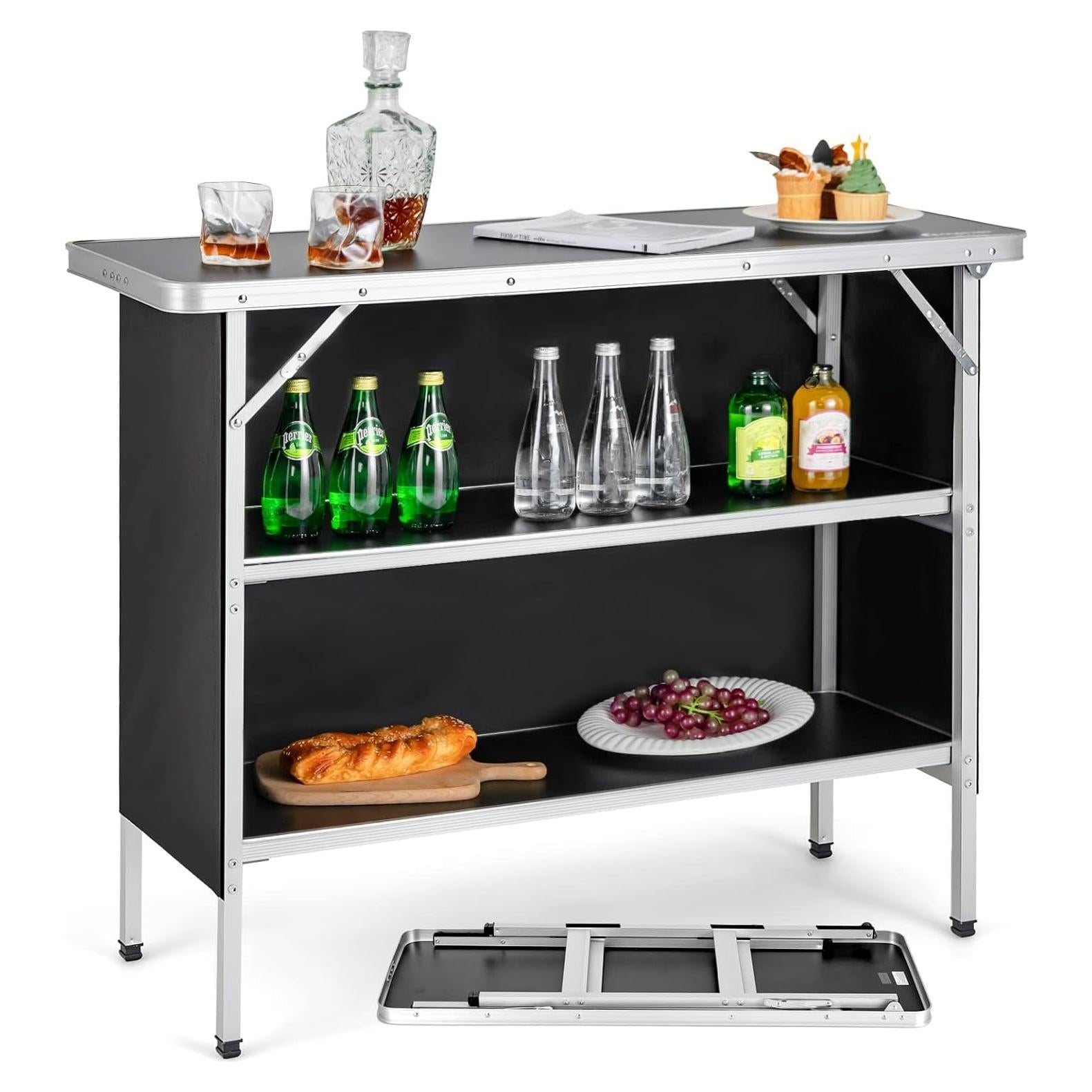 Mesa de Camping Plegable Goplus 110x38 cm Aluminio Negro