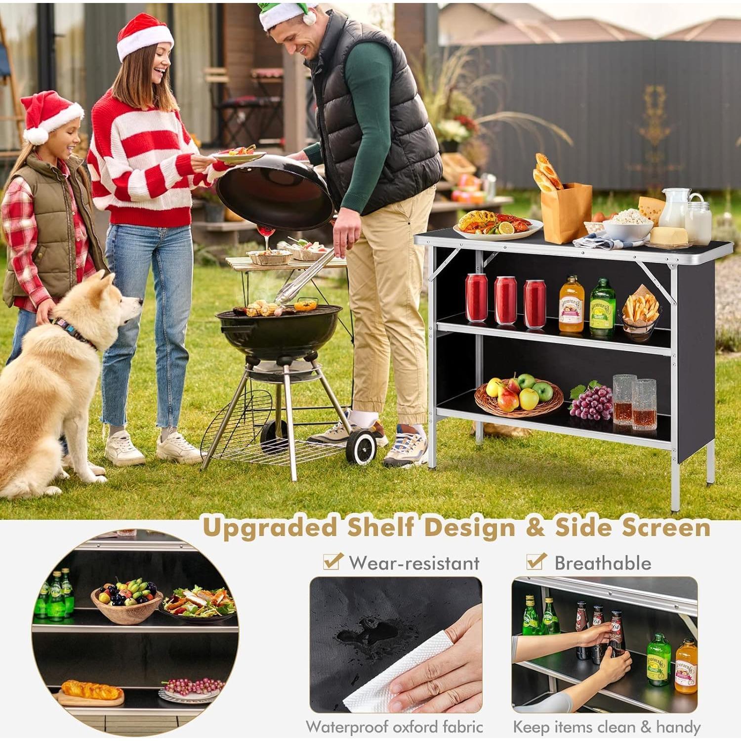 Mesa de Camping Plegable Goplus 110x38 cm Aluminio Negro