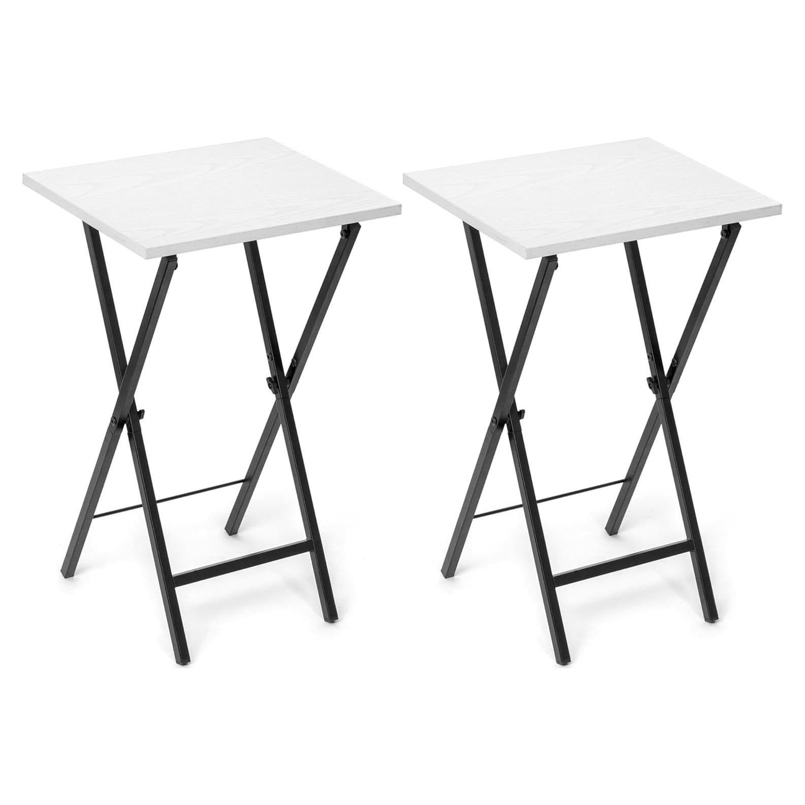 Juego de 2 mesas de bandeja Acovy RY-TV-TRAY blancas