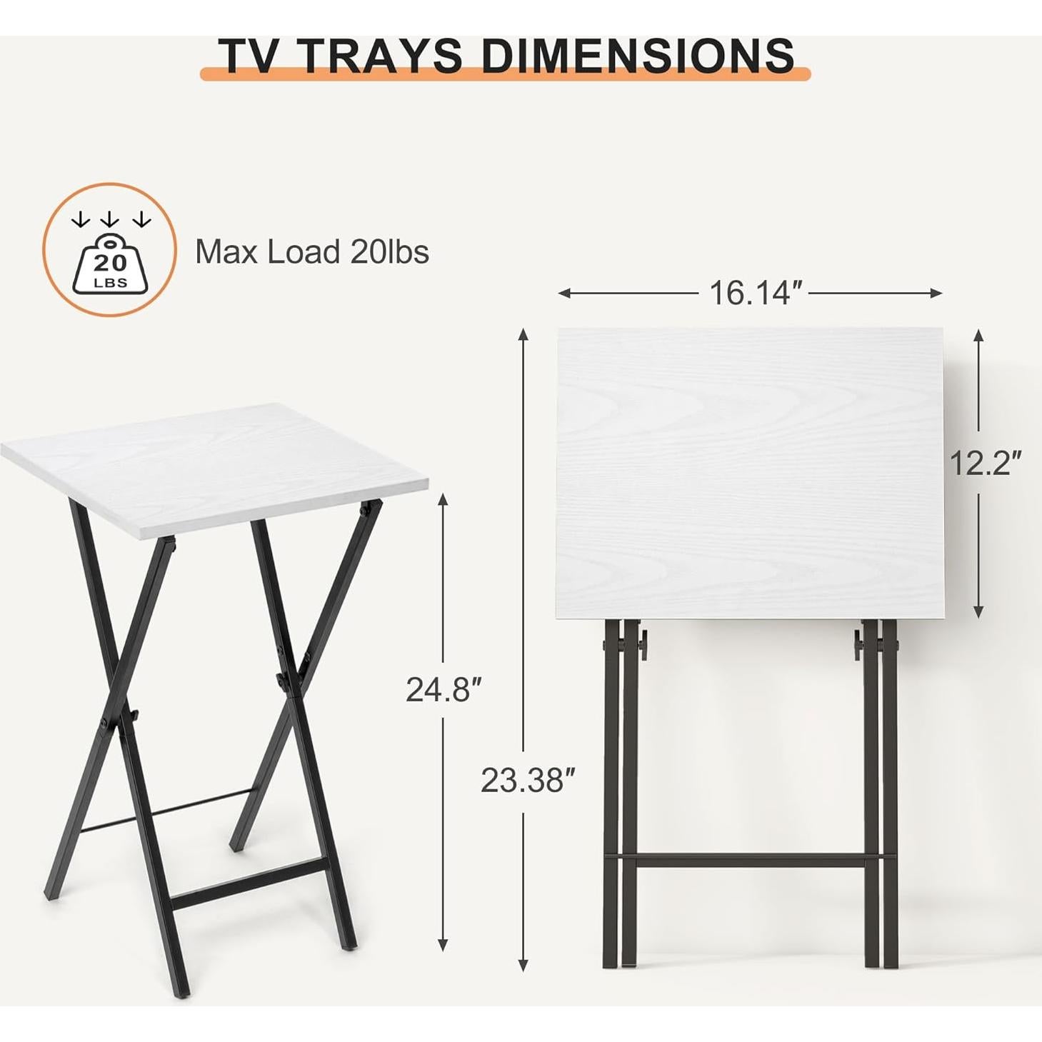 Juego de 2 mesas de bandeja Acovy RY-TV-TRAY blancas