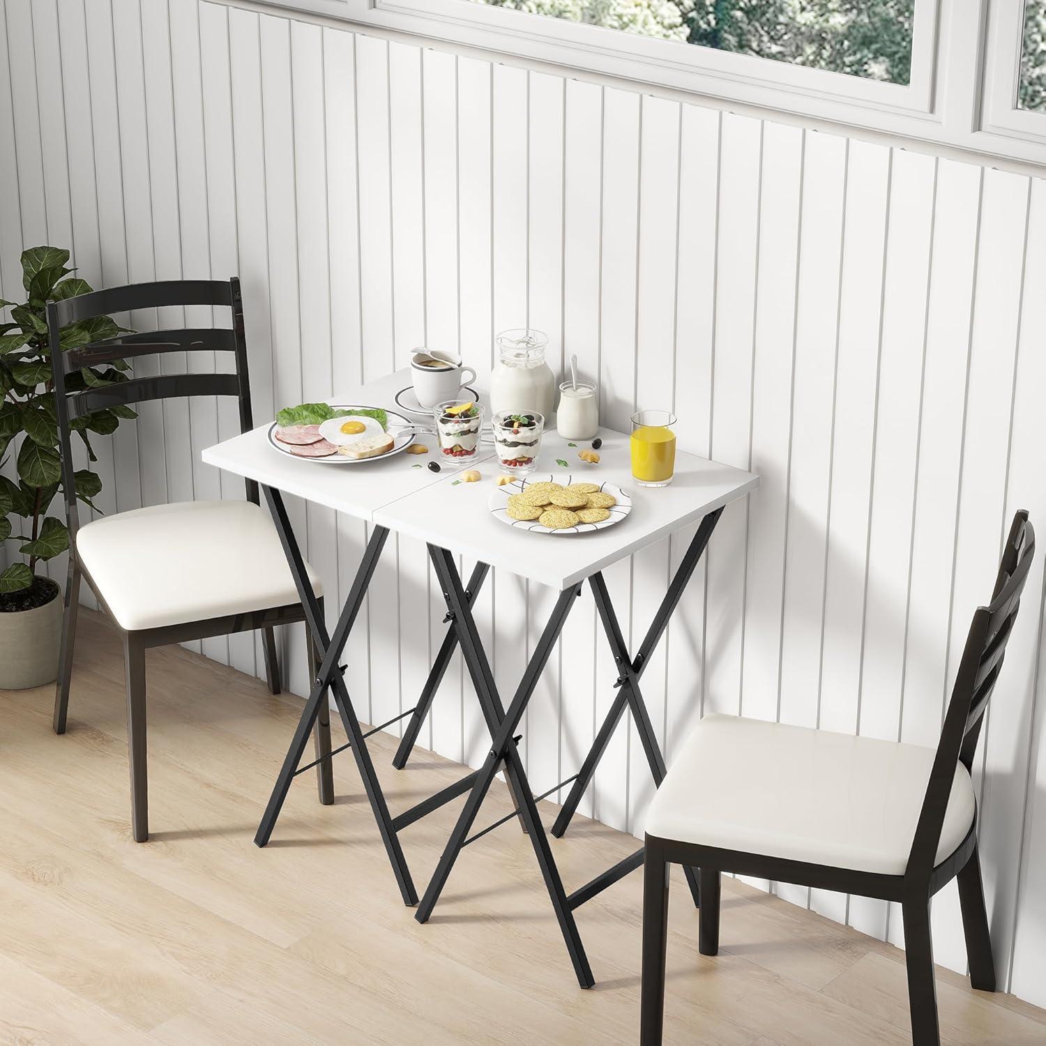 Juego de 2 mesas de bandeja Acovy RY-TV-TRAY blancas