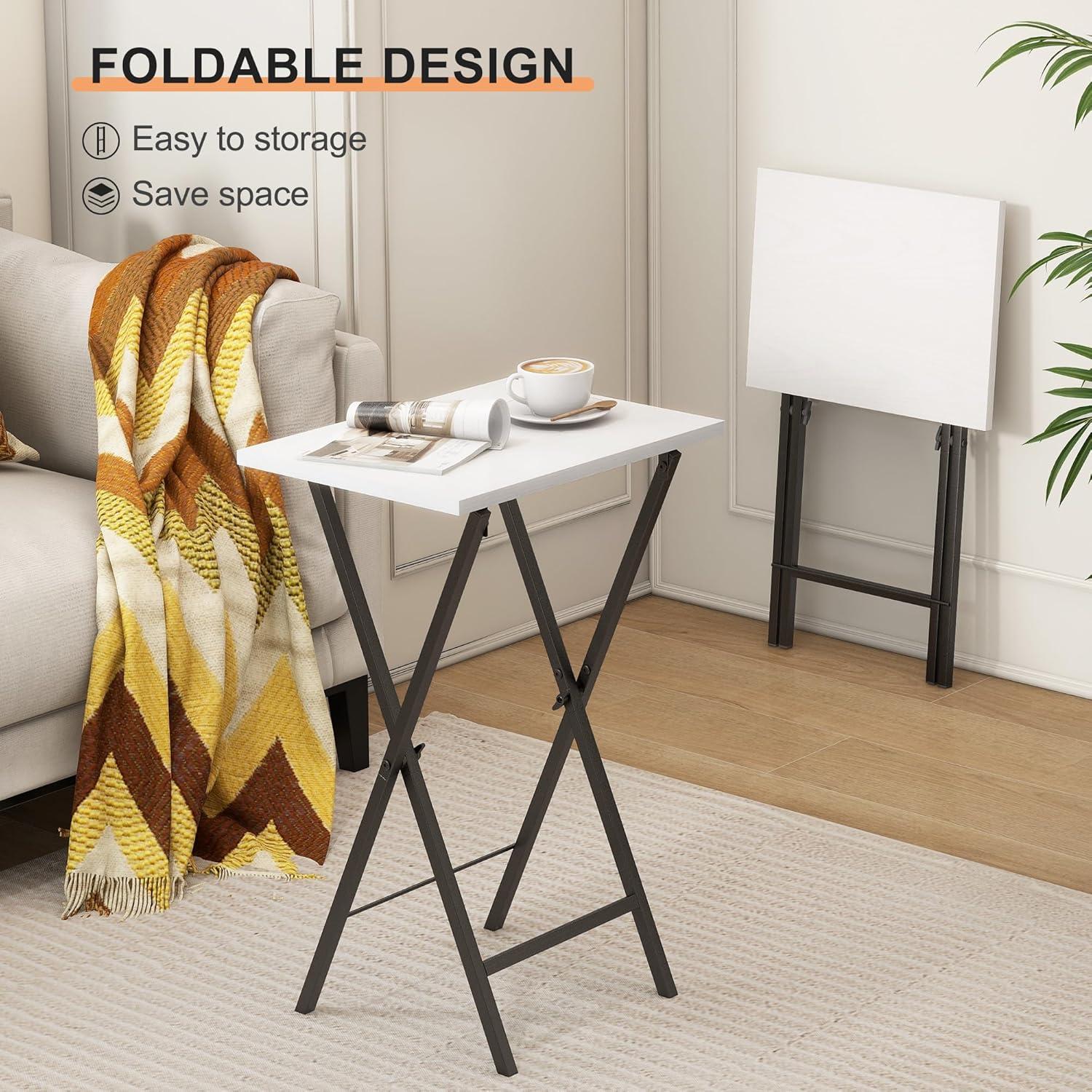 Juego de 2 mesas de bandeja Acovy RY-TV-TRAY blancas