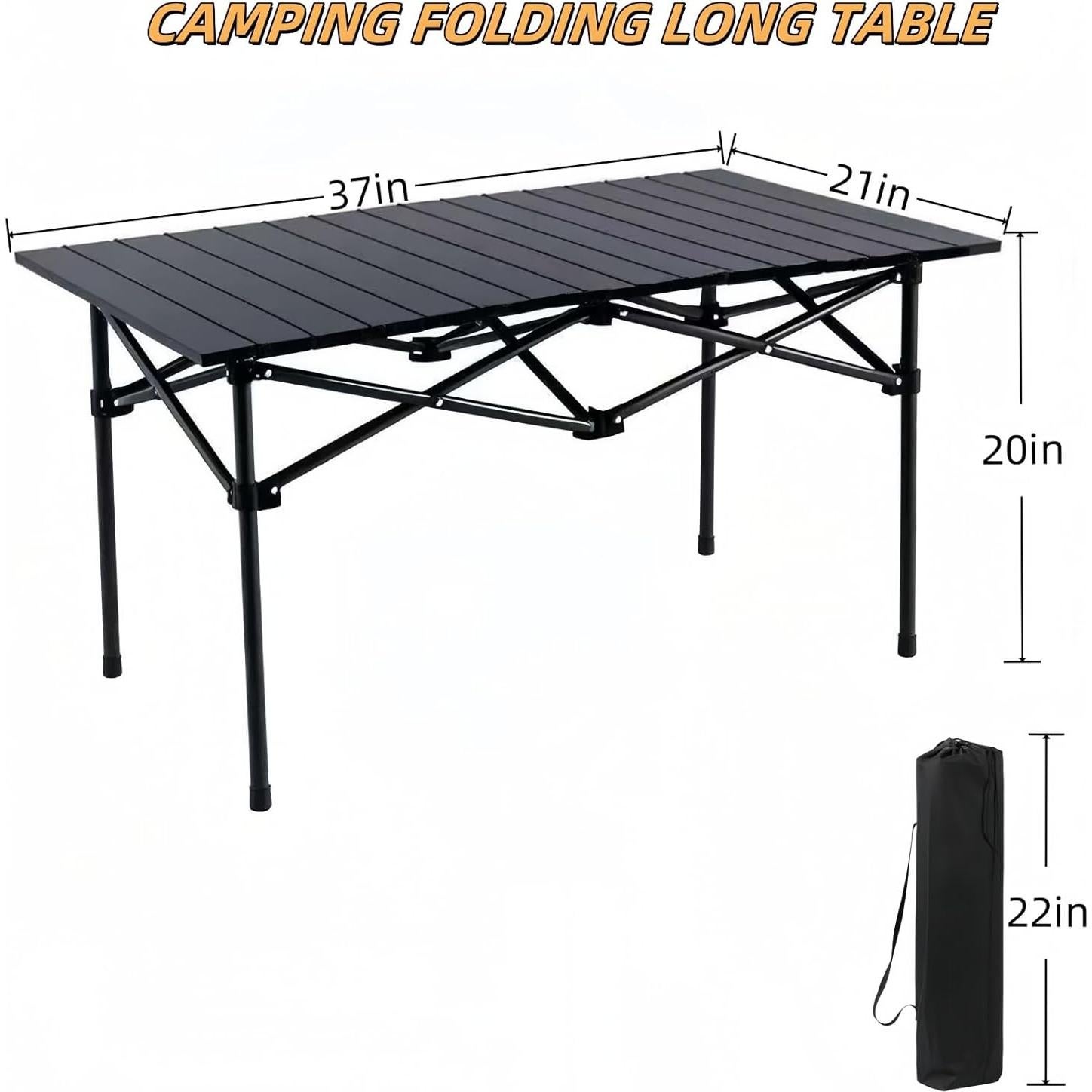 Mesa de Camping Plegable Xajsdlxs Negra 94x54.6 cm 2.95 kg
