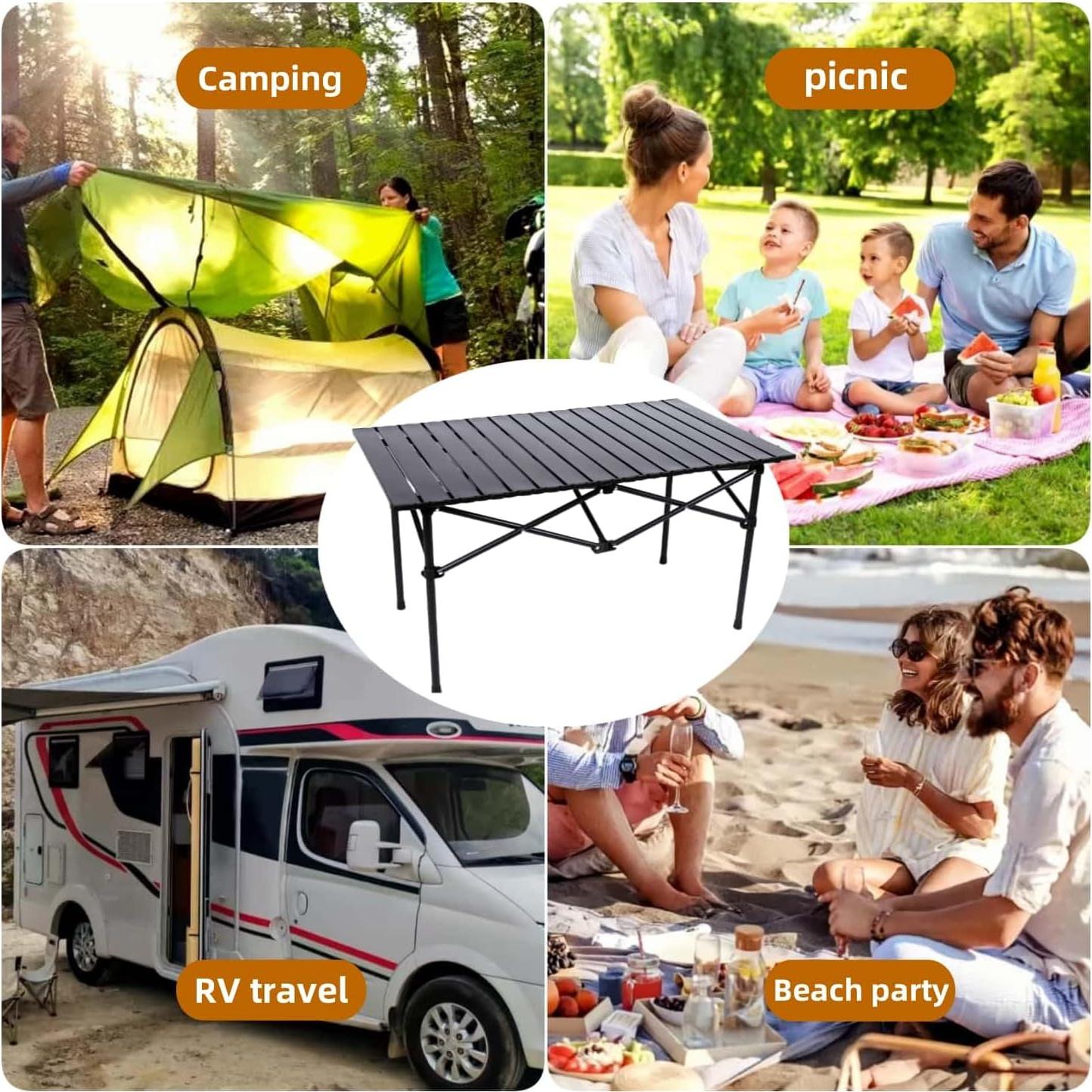 Mesa de Camping Plegable Xajsdlxs Negra 94x54.6 cm 2.95 kg
