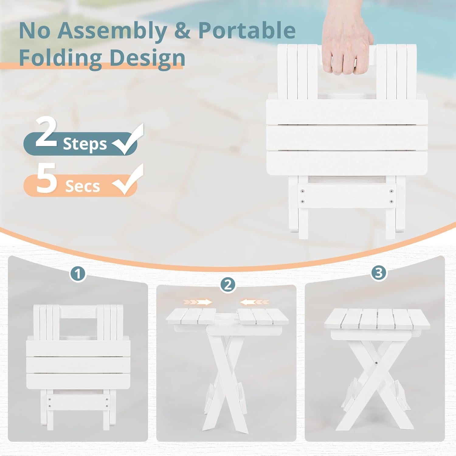 Mesa Plegable LUE BONA 35,56 cm Blanca para Exterior