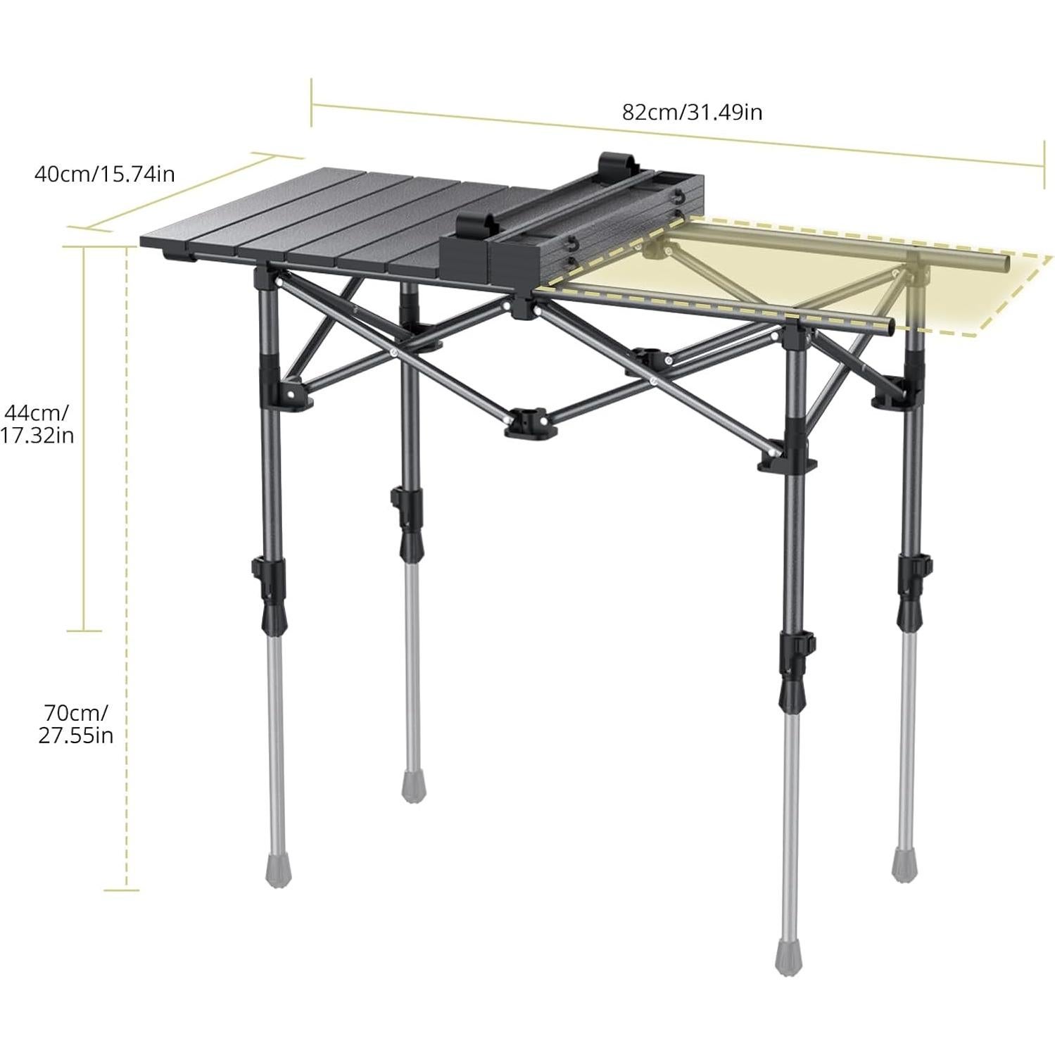 Mesa de Camping Plegable Anbte 81 cm Aluminio Ajustable