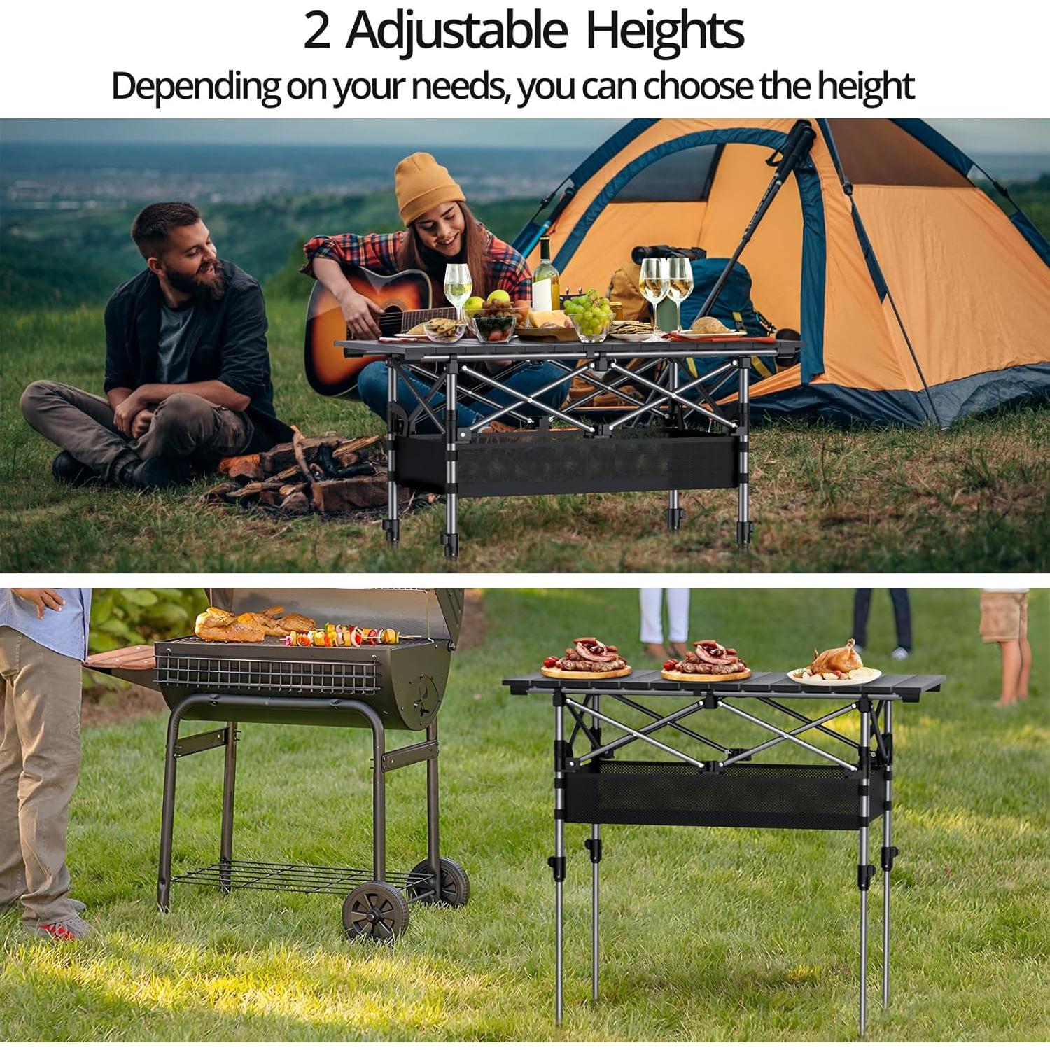 Mesa de Camping Plegable Anbte 81 cm Aluminio Ajustable