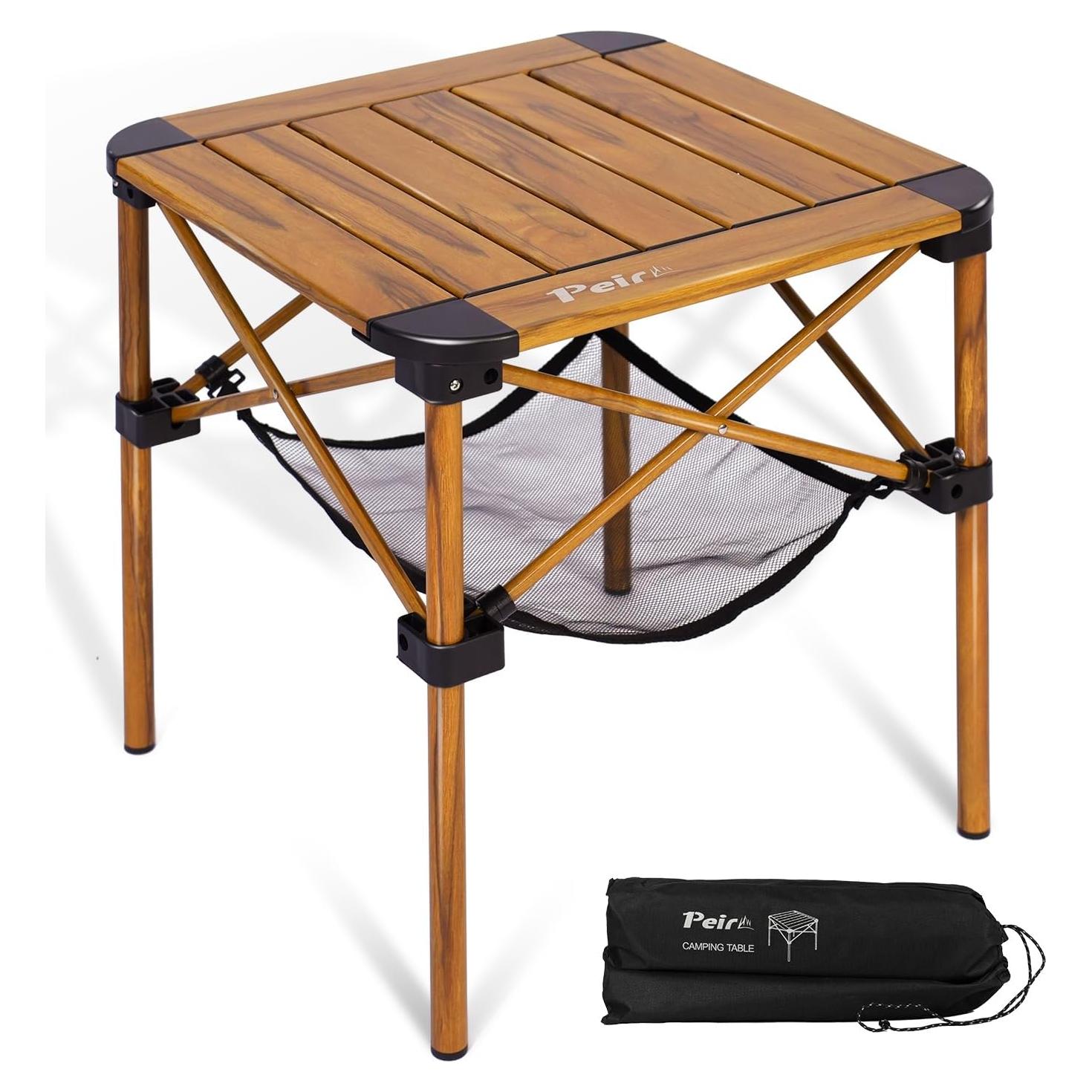 Mesa de Camping Plegable Peirhw Efecto Madera 40 cm