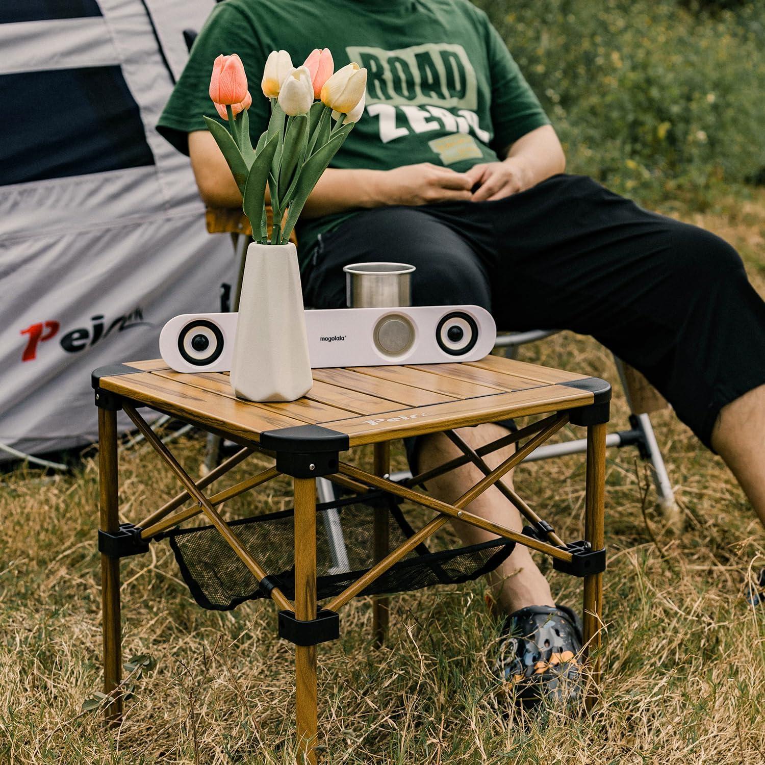 Mesa de Camping Plegable Peirhw Efecto Madera 40 cm