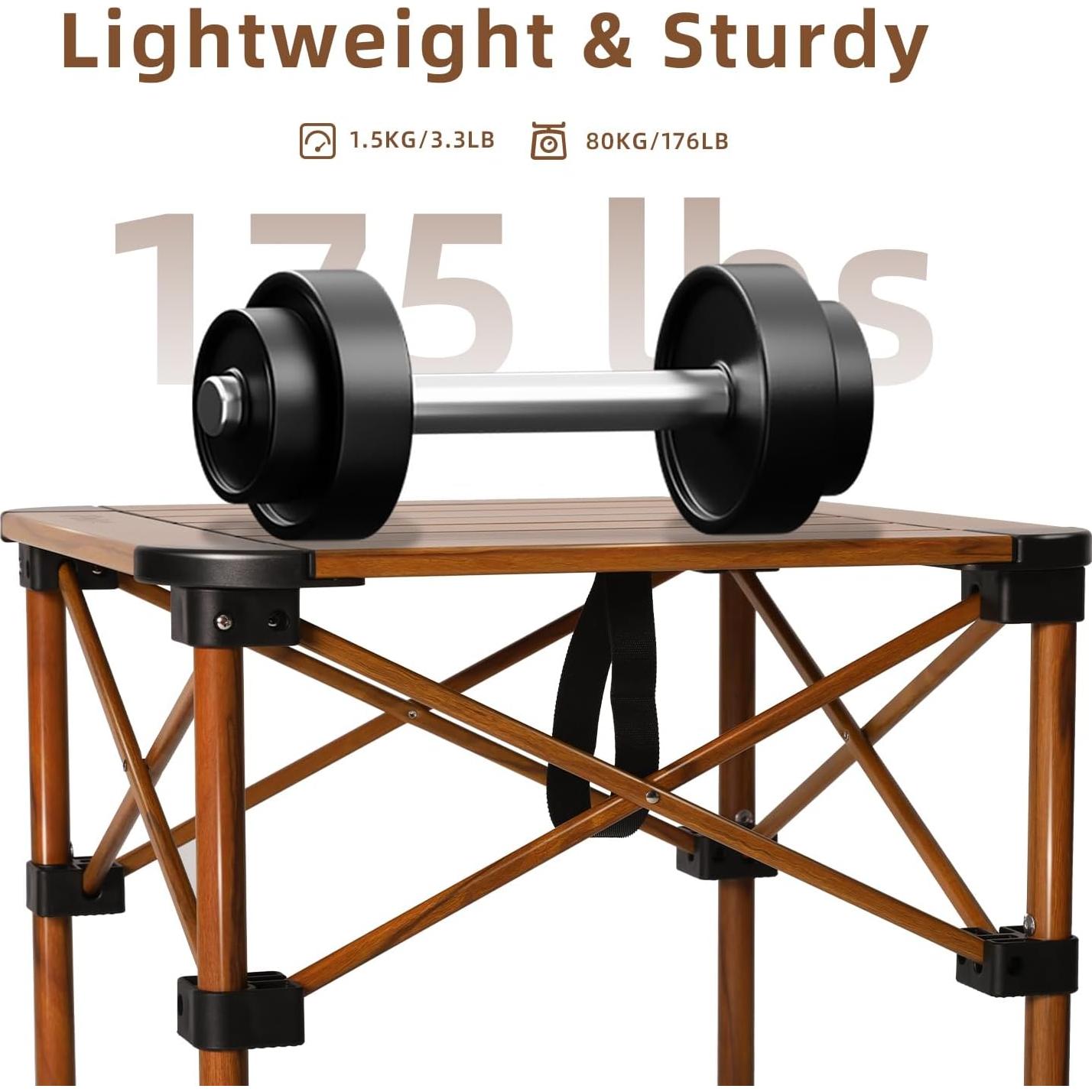 Mesa de Camping Plegable Peirhw Efecto Madera 40 cm