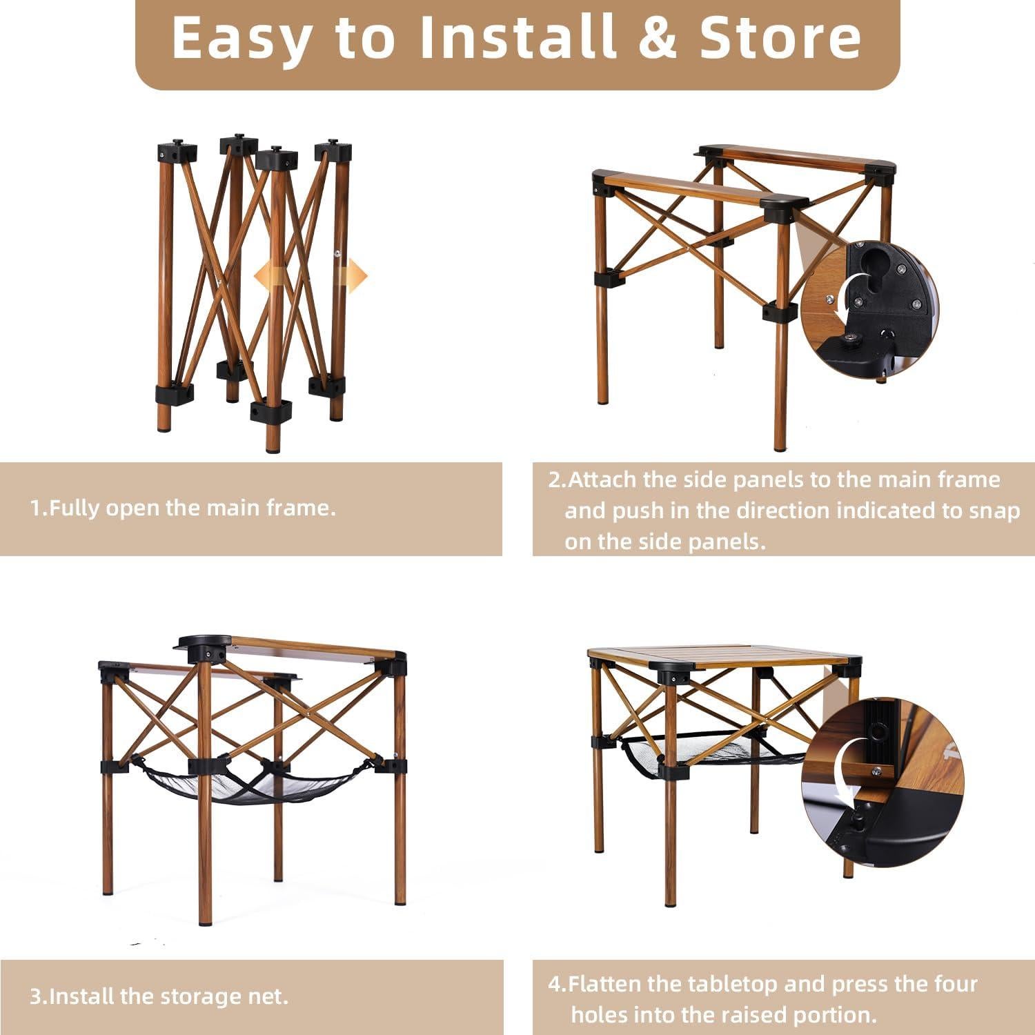 Mesa de Camping Plegable Peirhw Efecto Madera 40 cm