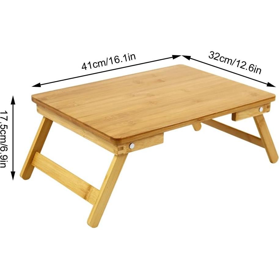 Mesa de Laptop Plegable WKWKER de Bambú Natural 40x32 cm