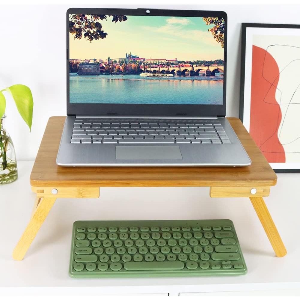 Mesa de Laptop Plegable WKWKER de Bambú Natural 40x32 cm