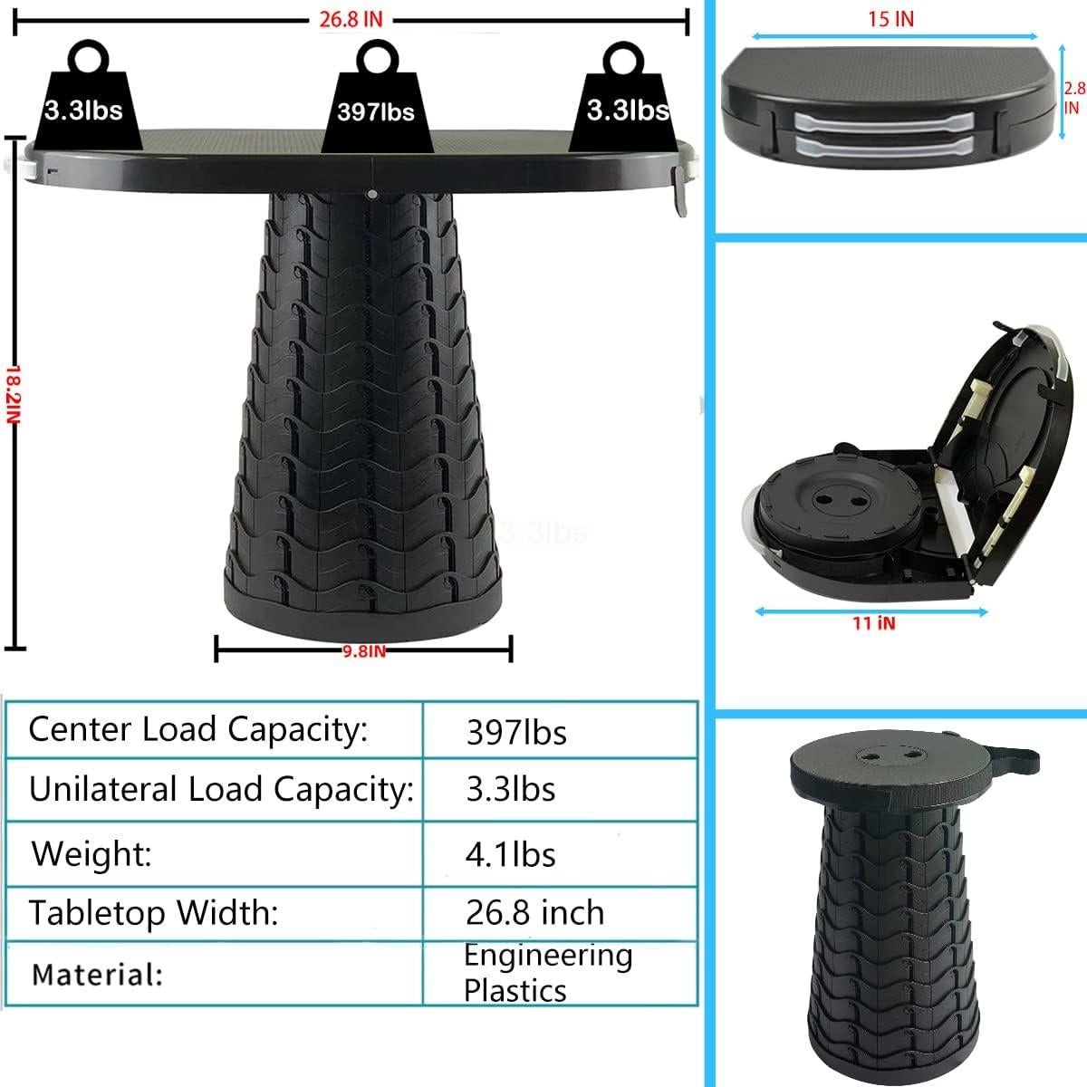 Mesa Plegable 2 en 1 Maliven MO-005 Negra para Camping