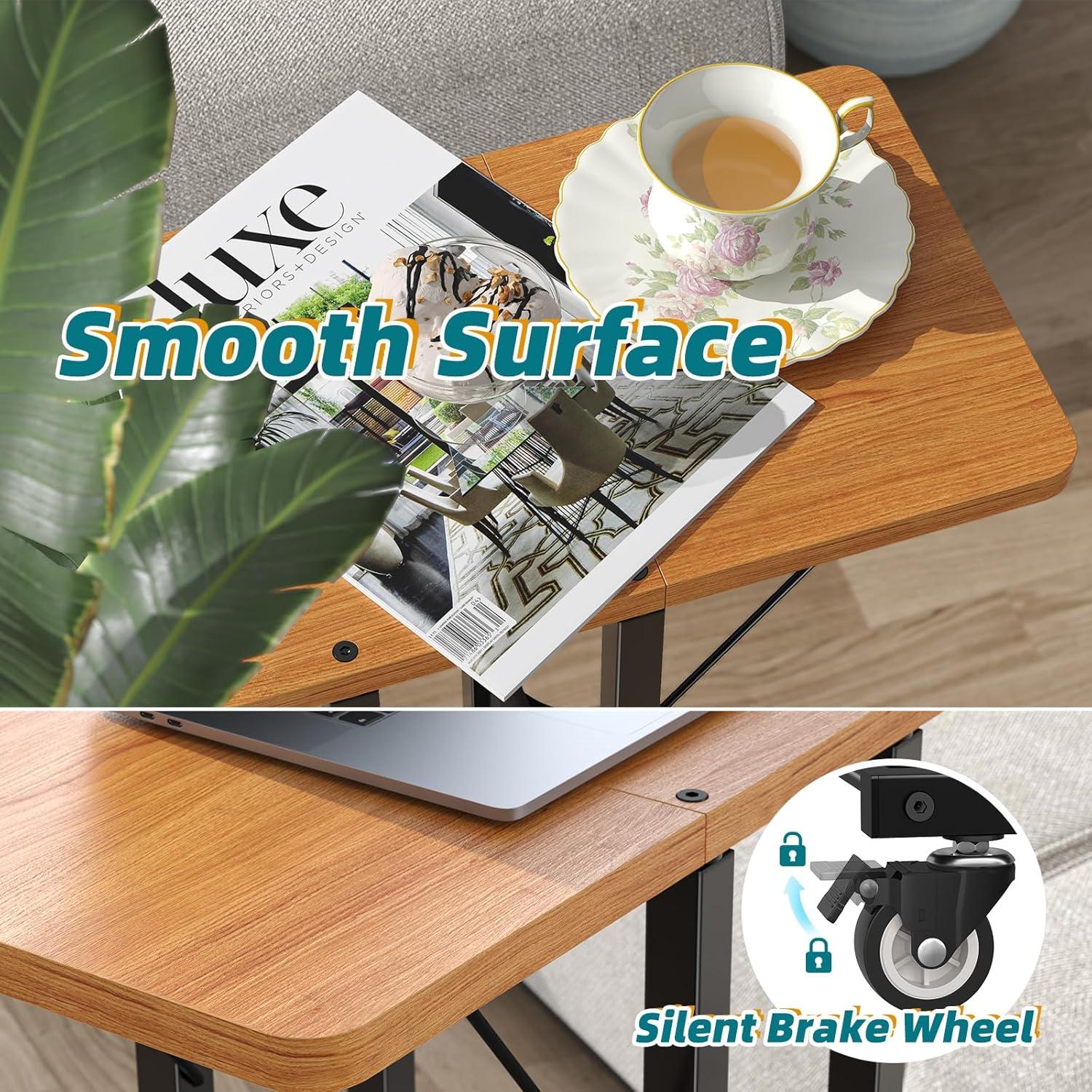 Mesa lateral plegable Simple Trending C negra con ruedas