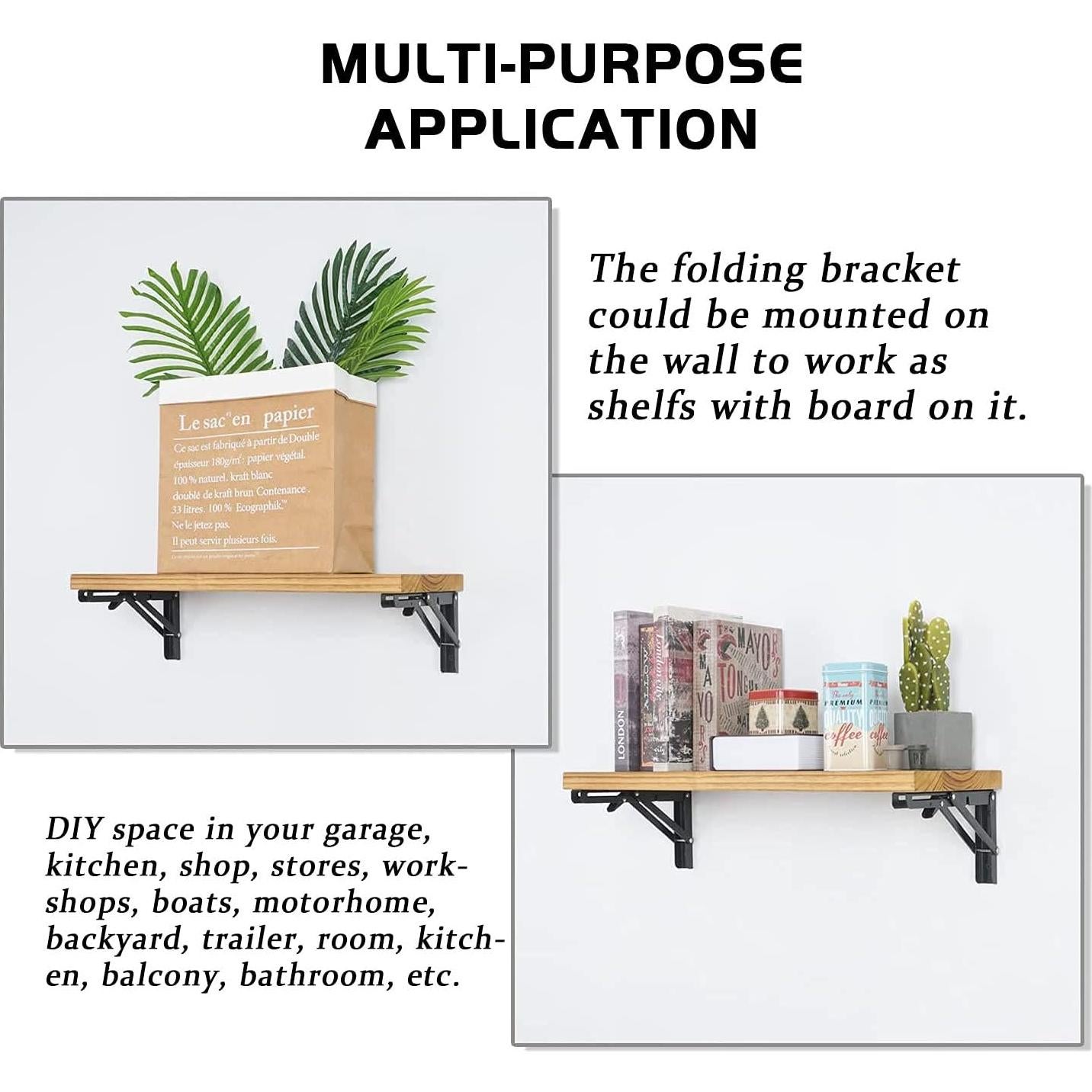 Soportes de Estante Plegables AUTOHJ 40 cm 2 Piezas Acero