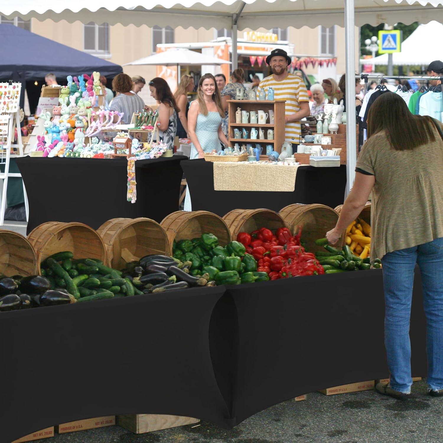 Manteles Ajustados de Spandex Negros Enjoyidea 6 Pies - 6 Unidades