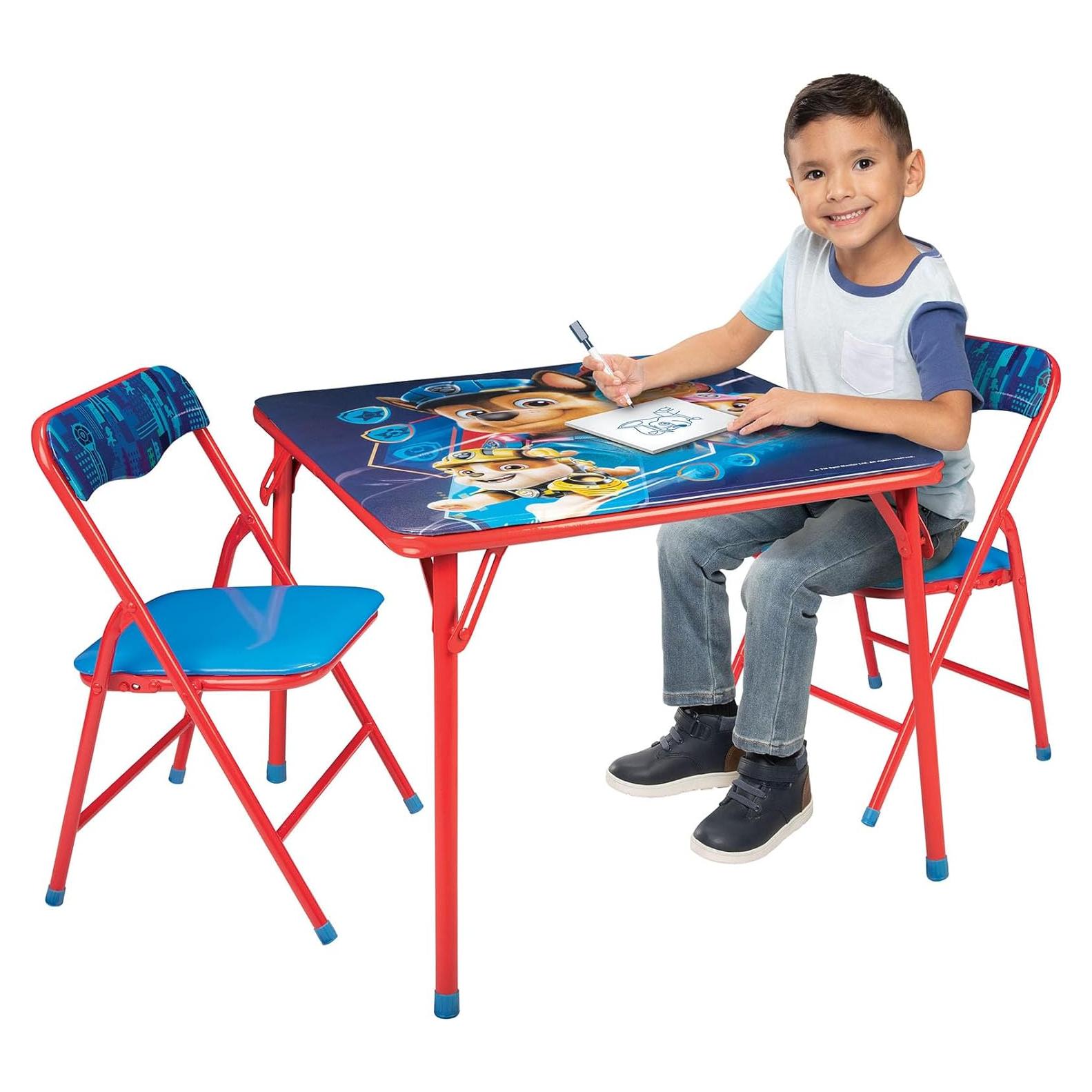 Paw Patrol Movie Kids Table & Chairs Set for Kid and Toddler 36 Months Up to 7 Years, Includes: 1 Table (24" L x 24" W x 20" H), 2 Chairs (13" L x 13.5" W x 21" H) Weight Limit: 70 lb