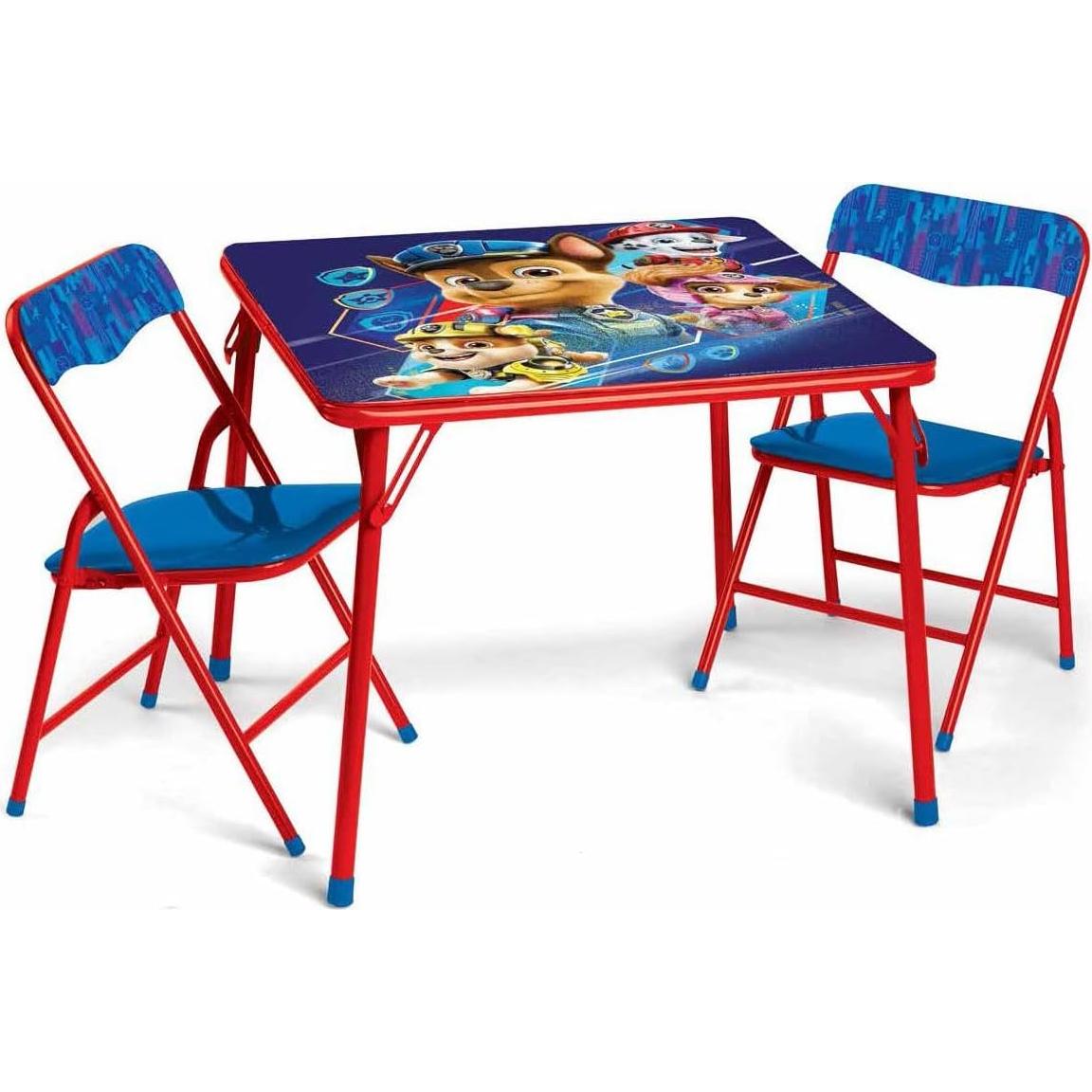 Paw Patrol Movie Kids Table & Chairs Set for Kid and Toddler 36 Months Up to 7 Years, Includes: 1 Table (24" L x 24" W x 20" H), 2 Chairs (13" L x 13.5" W x 21" H) Weight Limit: 70 lb