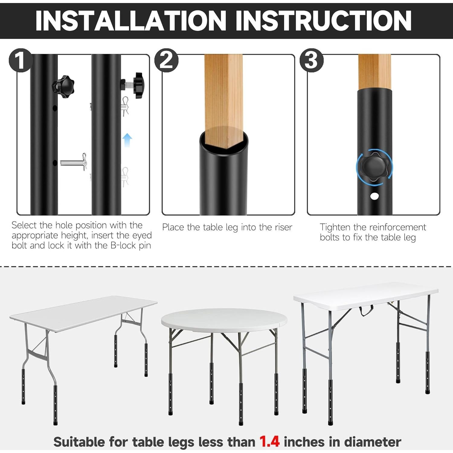 Elevadores de Mesa Plegables Laowu 8 PCS Altura Ajustable