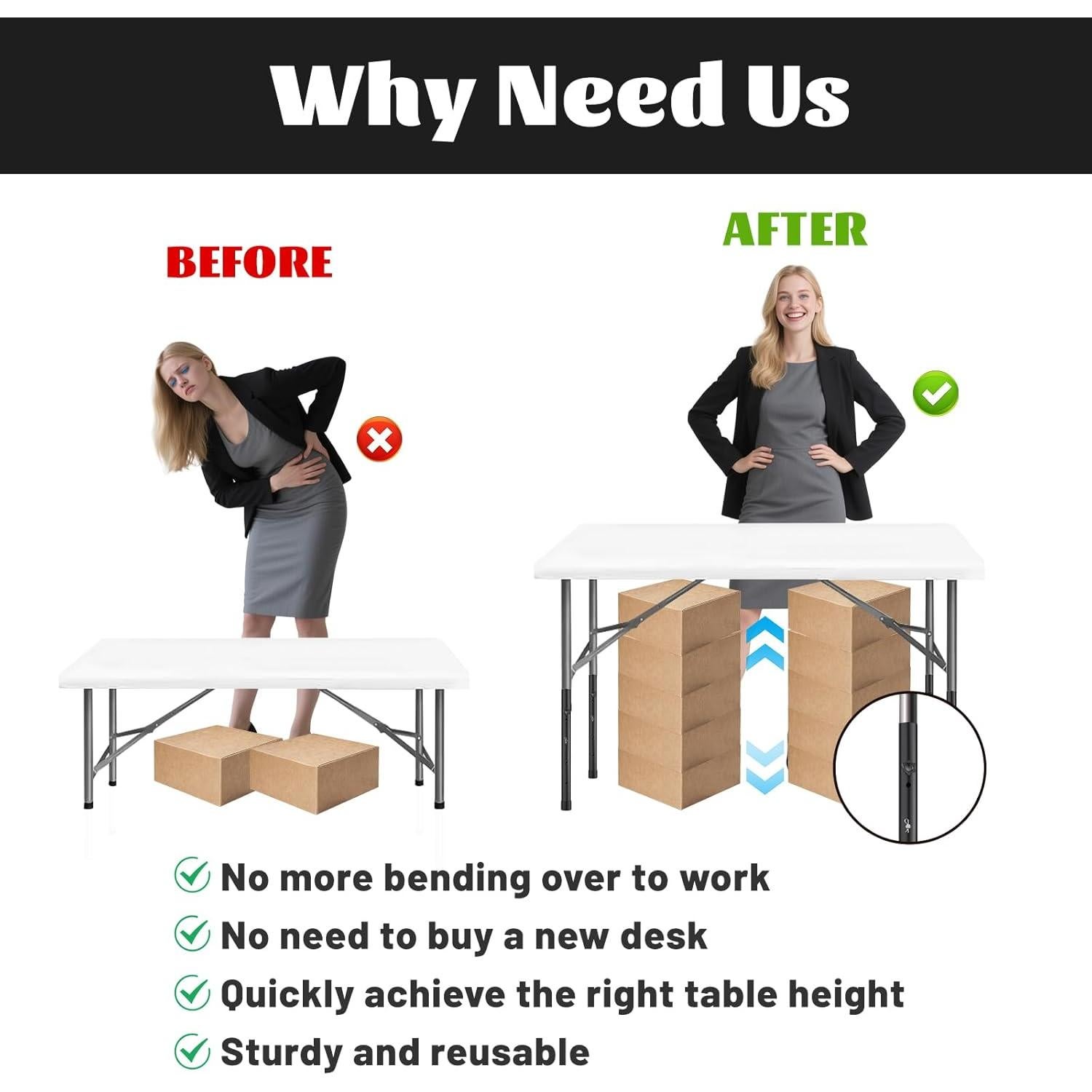 Extensiones de patas de mesa YUEYIN ajustables 4 niveles