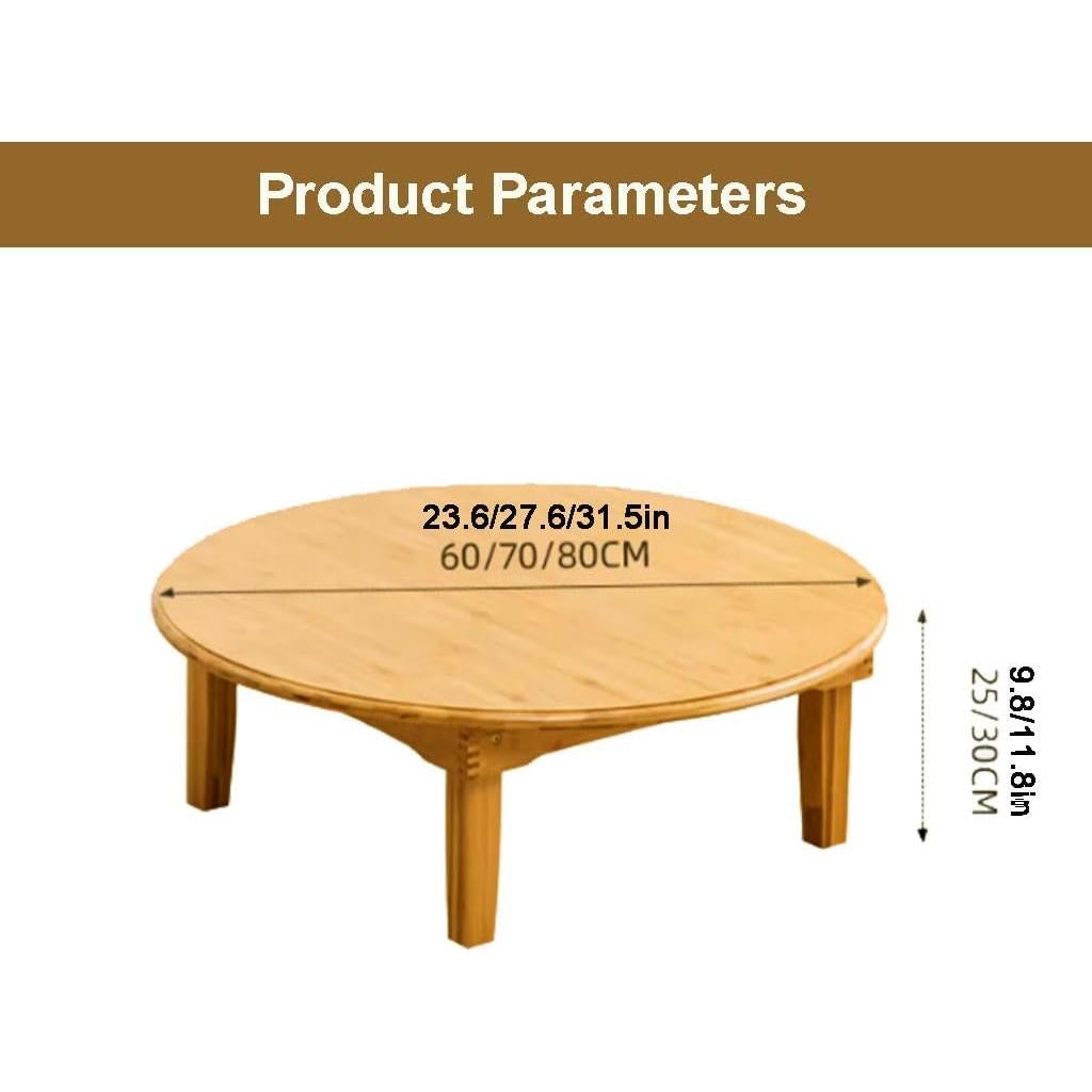 Mesa de café plegable BUSVORES redonda bambú 60 cm