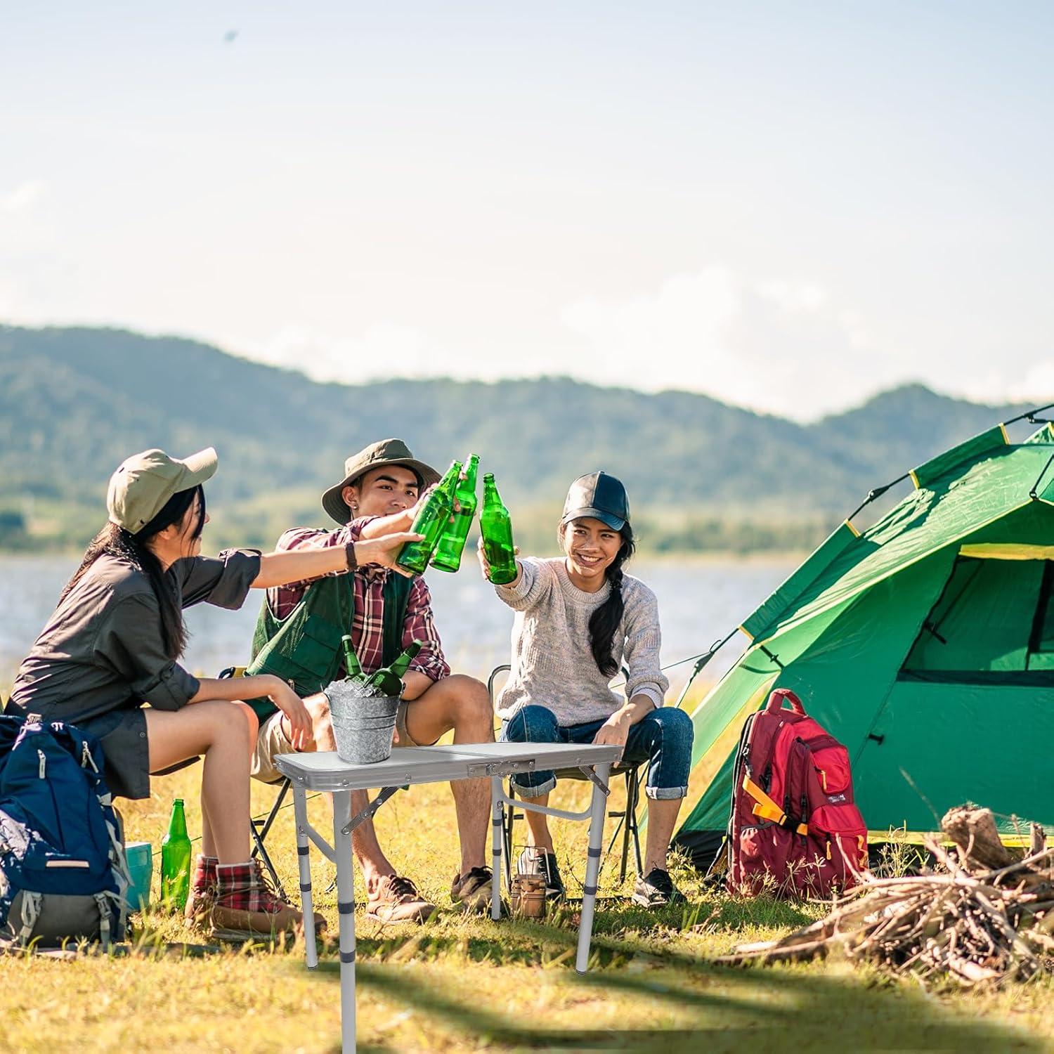 Mesa de Camping Plegable XFGSYXS 60x40cm Altura Ajustable