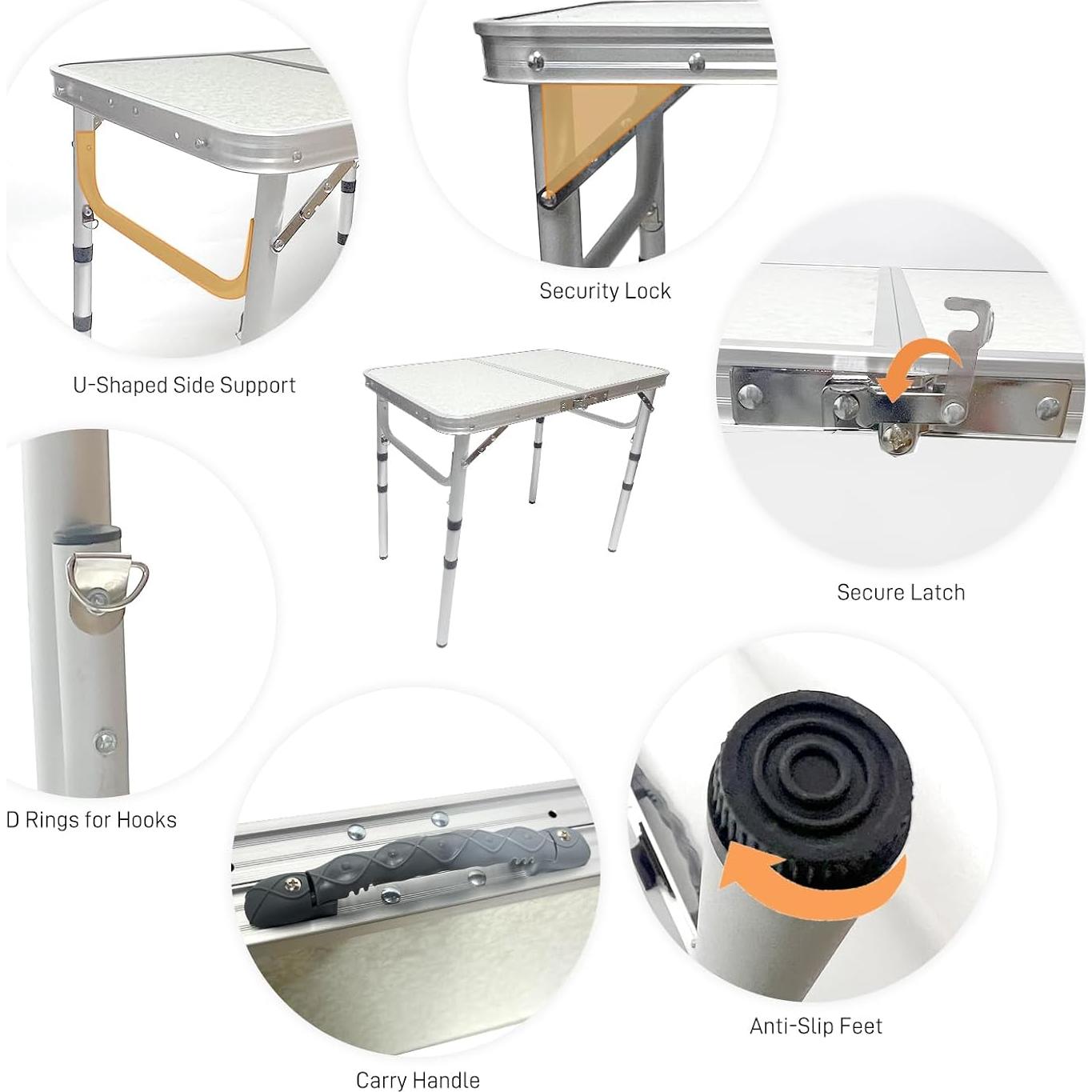 Mesa de Camping Plegable XFGSYXS 60x40cm Altura Ajustable