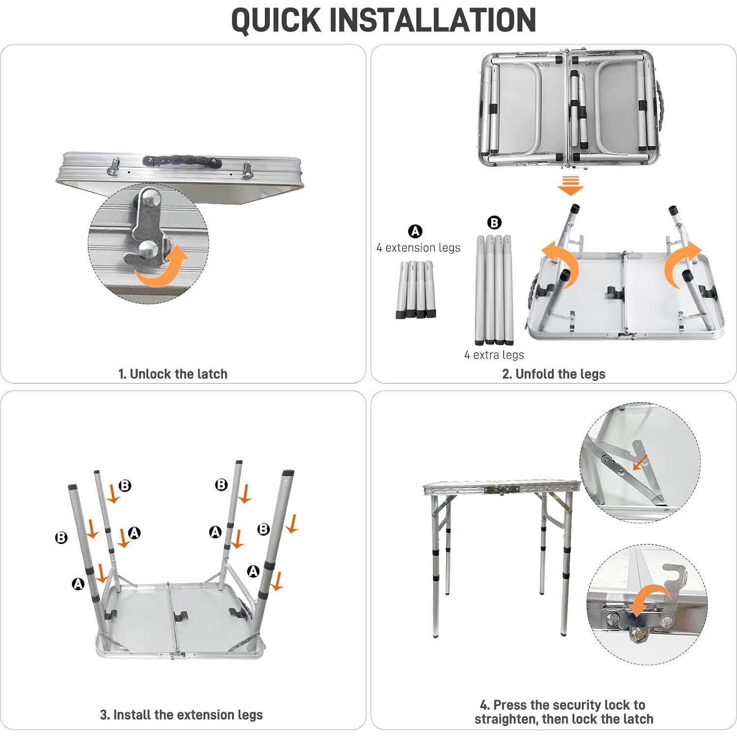 Mesa de Camping Plegable XFGSYXS 60x40cm Altura Ajustable