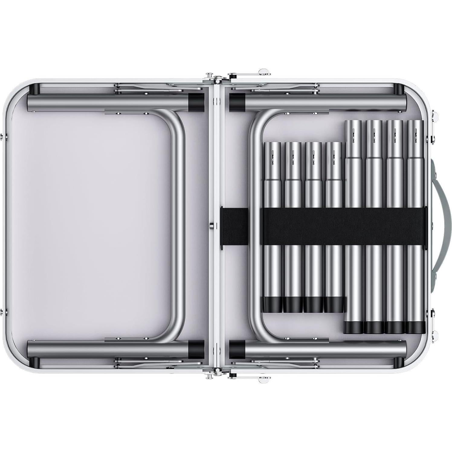 Mesa Plegable Camping Anbte 67 cm Aluminio Plata Ajustable