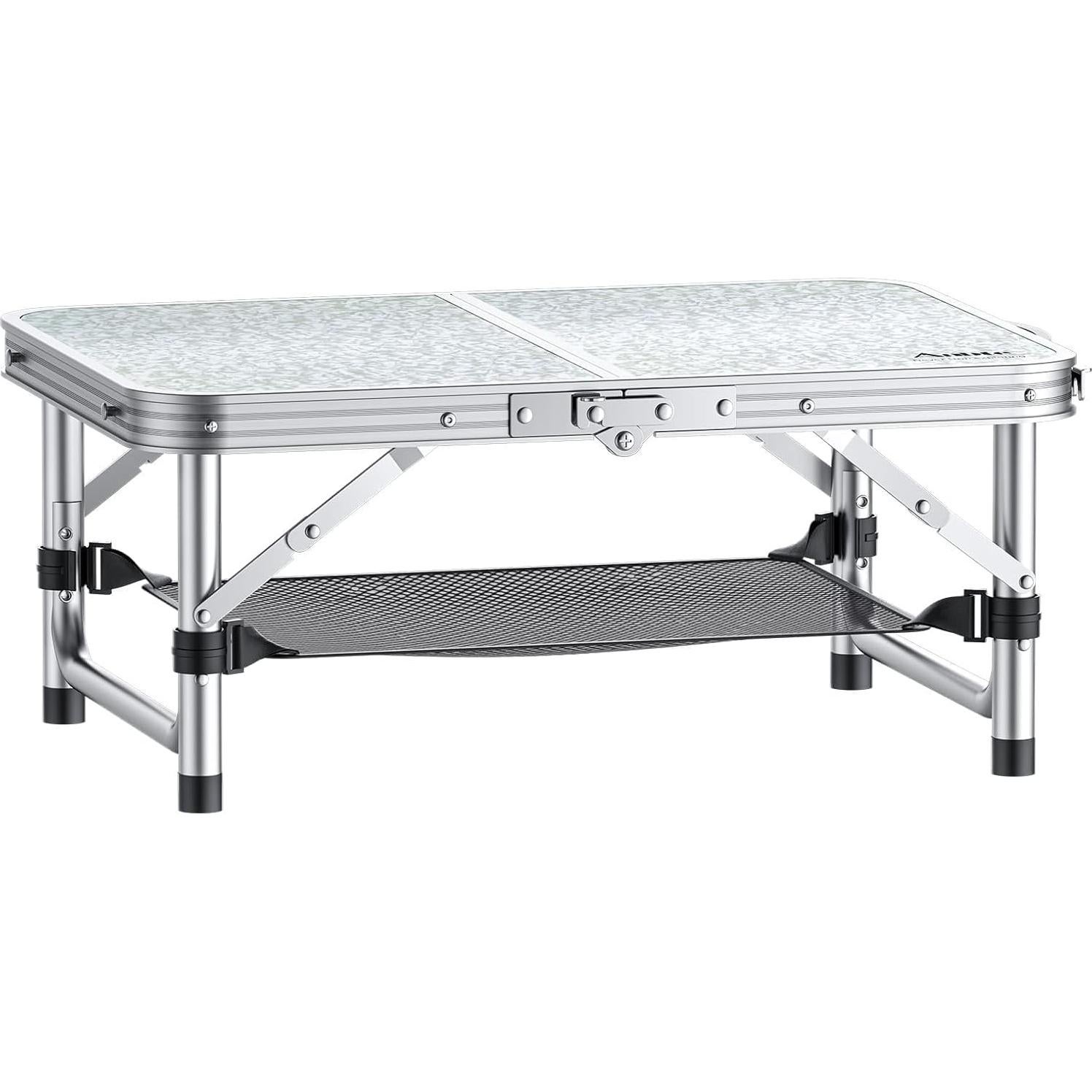 Mesa Plegable Camping Anbte 67 cm Aluminio Plata Ajustable