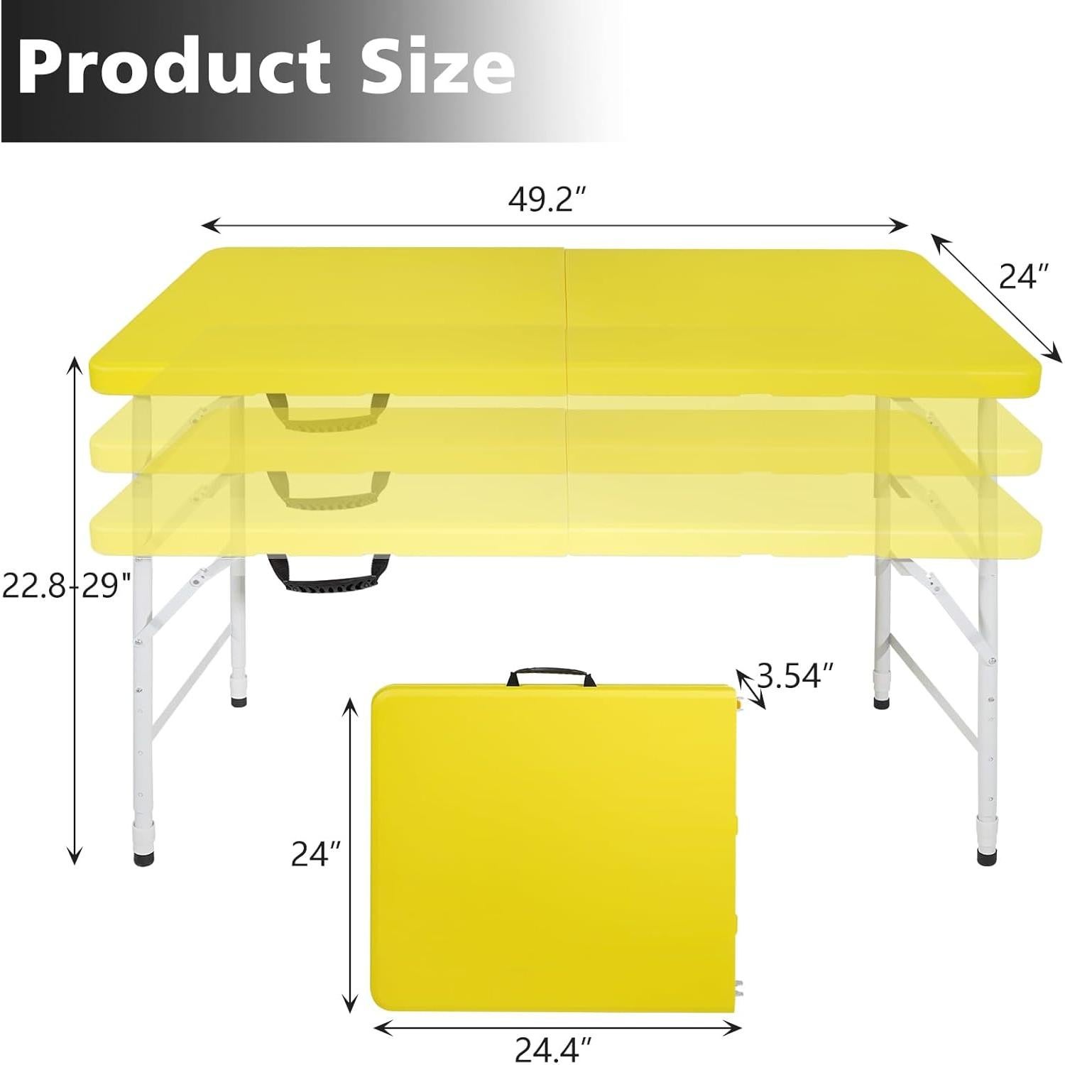 Mesa Plegable LSKSSNG 4 pies Amarilla Ajustable Interior/Exterior