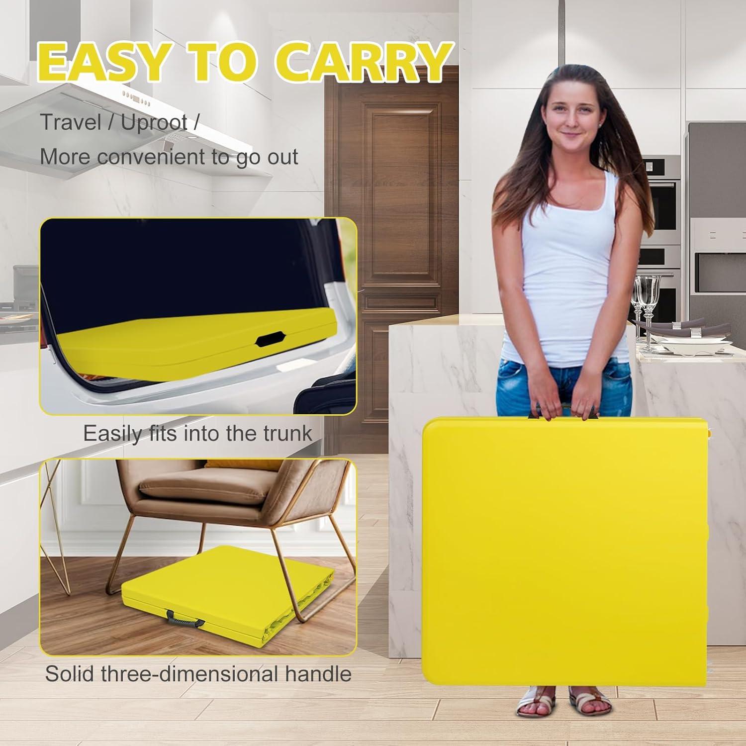 Mesa Plegable LSKSSNG 4 pies Amarilla Ajustable Interior/Exterior