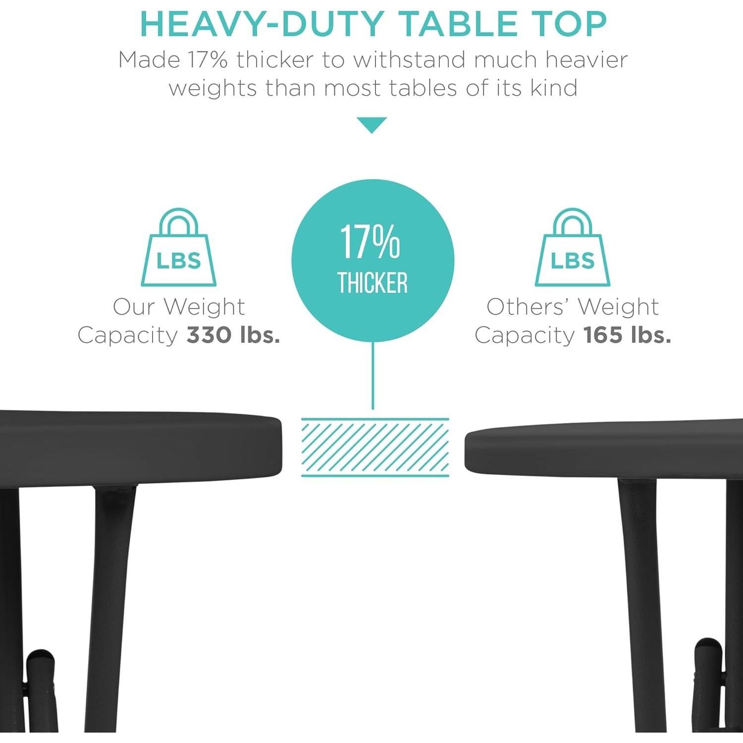 Mesa Plegable Redonda 76 cm Mejor Opción Negra 330 lbs